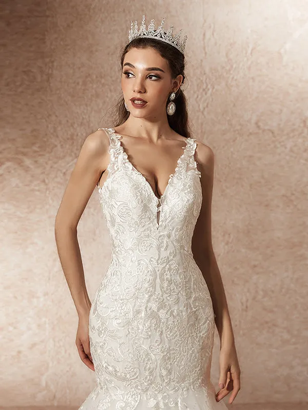 Luxury Mermaid Wedding Dresses with Chapel Train
