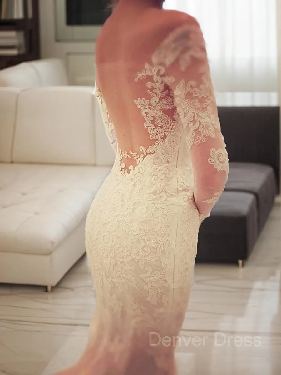 Mermaid Off-the-Shoulder Chapel Train Lace Wedding Dresses With Appliques Lace