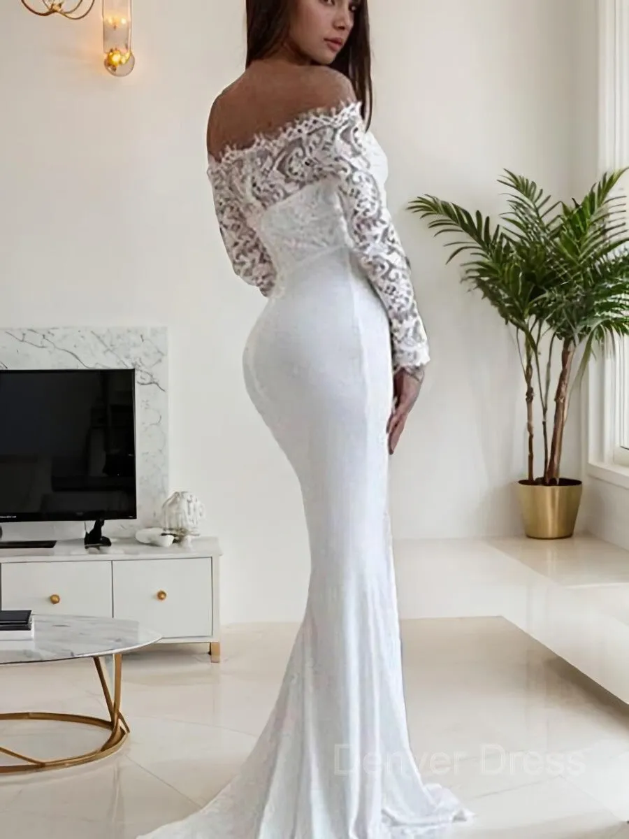 Mermaid Off-the-Shoulder Court Train Chiffon Wedding Dresses