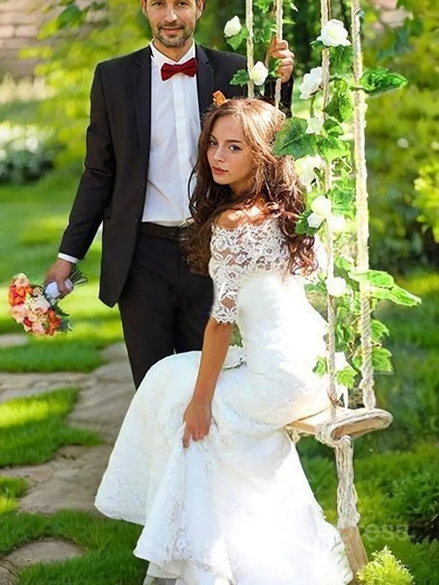 Mermaid Off-the-Shoulder Sweep Train Lace Wedding Dresses