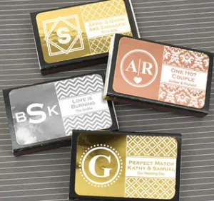 Metallic Foil Personalized Black Matchboxes - Monogram