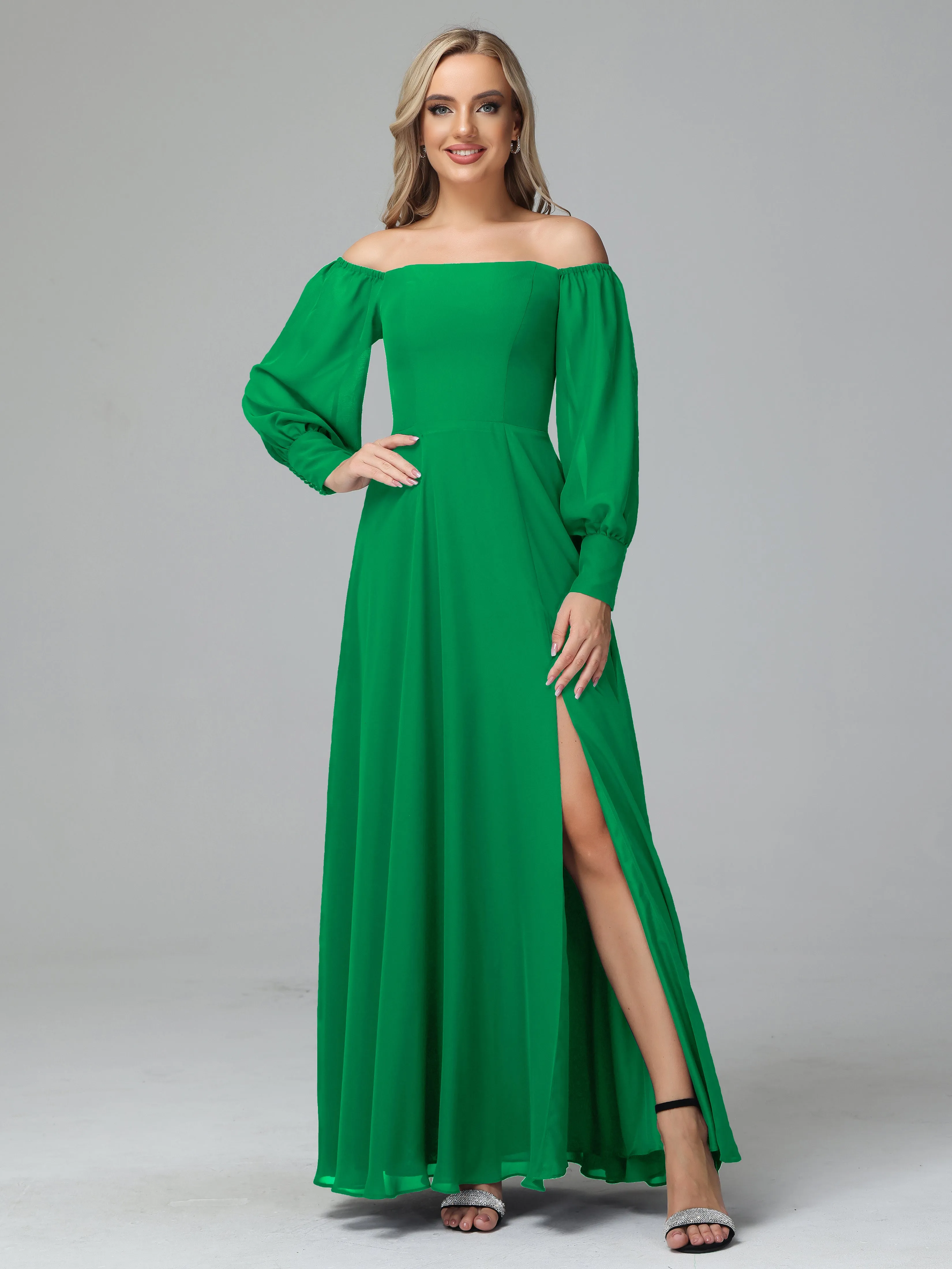Mirabelle Long Sleeves Off Shoulder Chiffon Bridesmaid Dresses