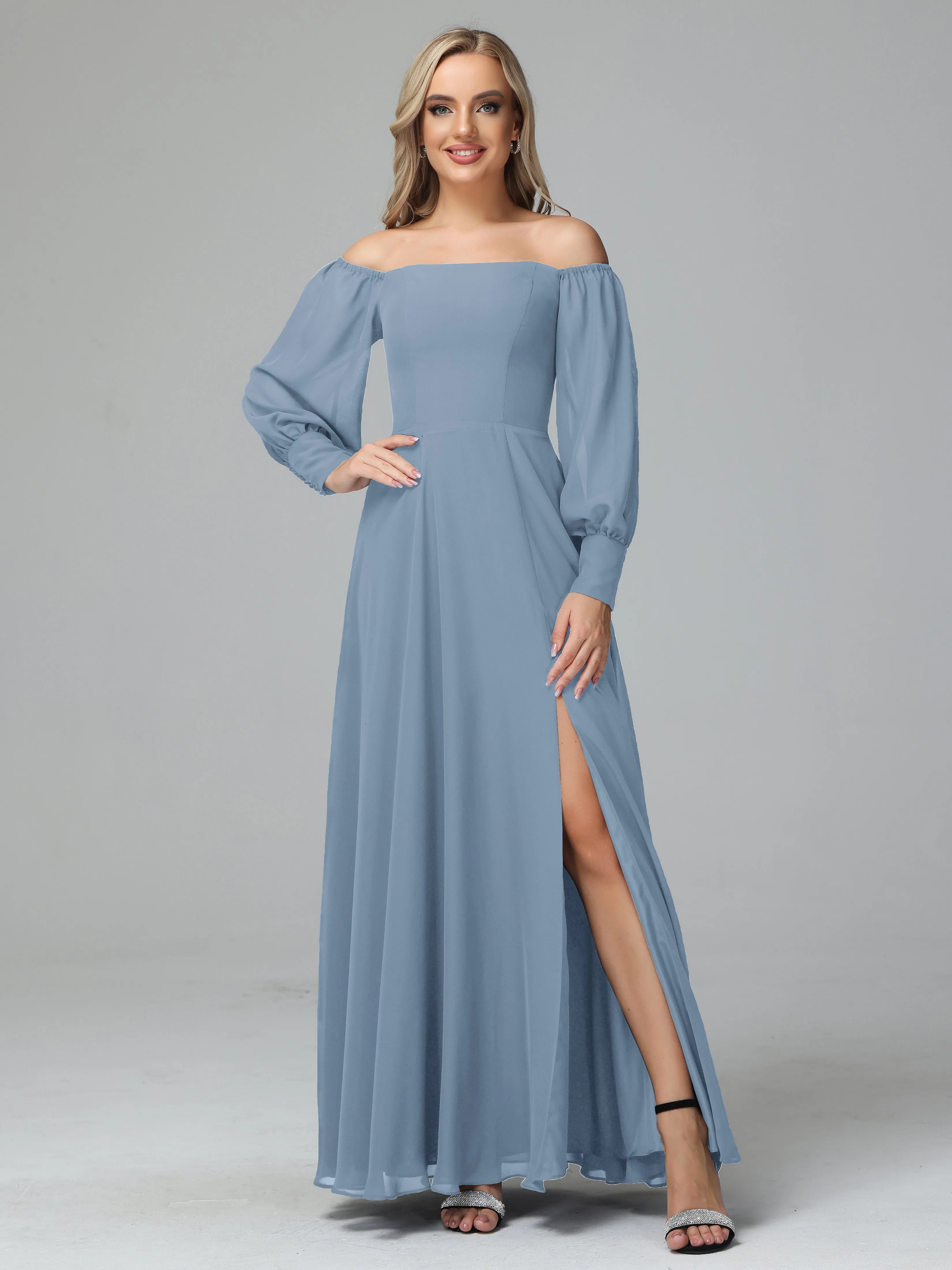 Mirabelle Long Sleeves Off Shoulder Chiffon Bridesmaid Dresses