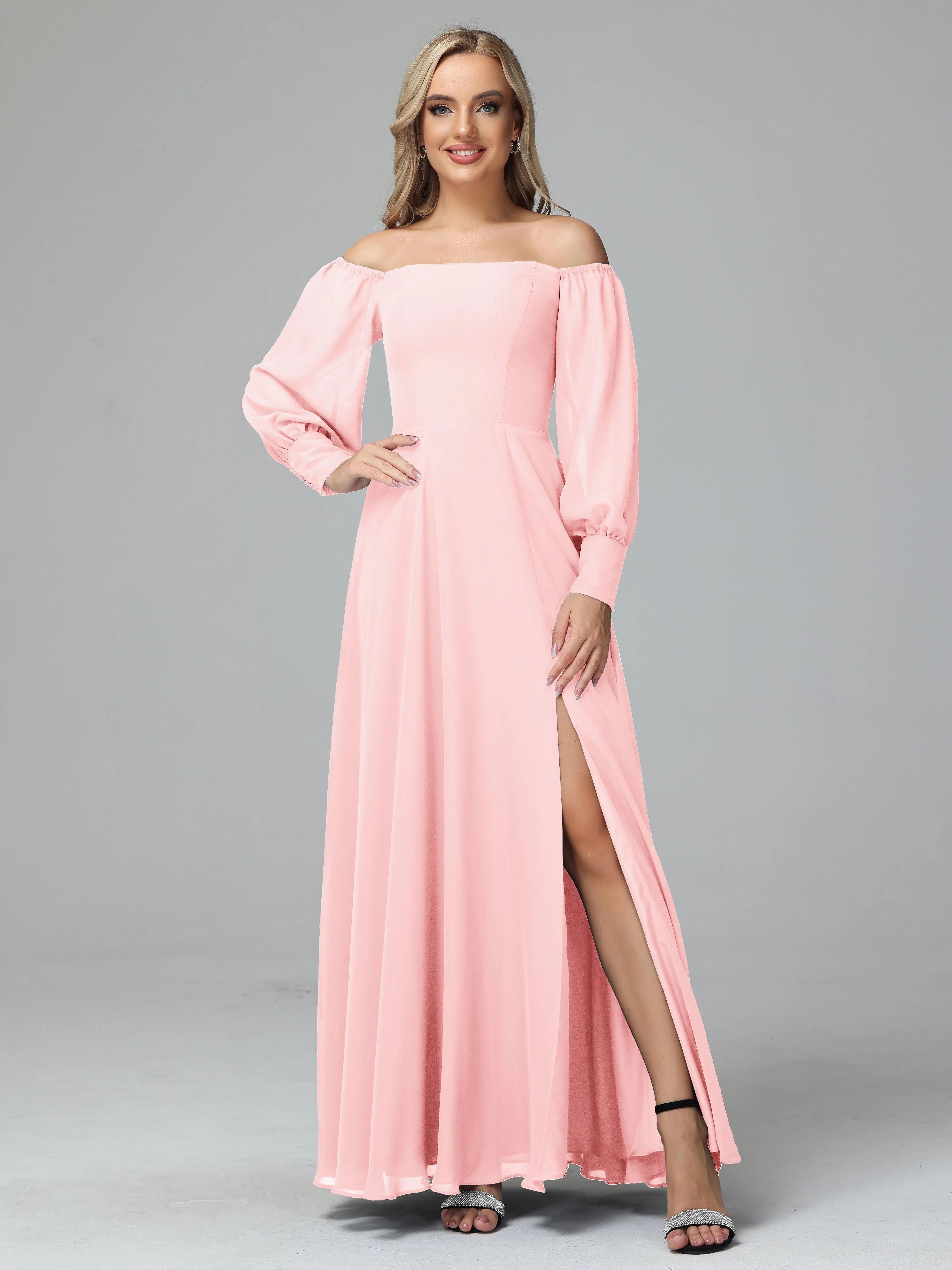 Mirabelle Long Sleeves Off Shoulder Chiffon Bridesmaid Dresses