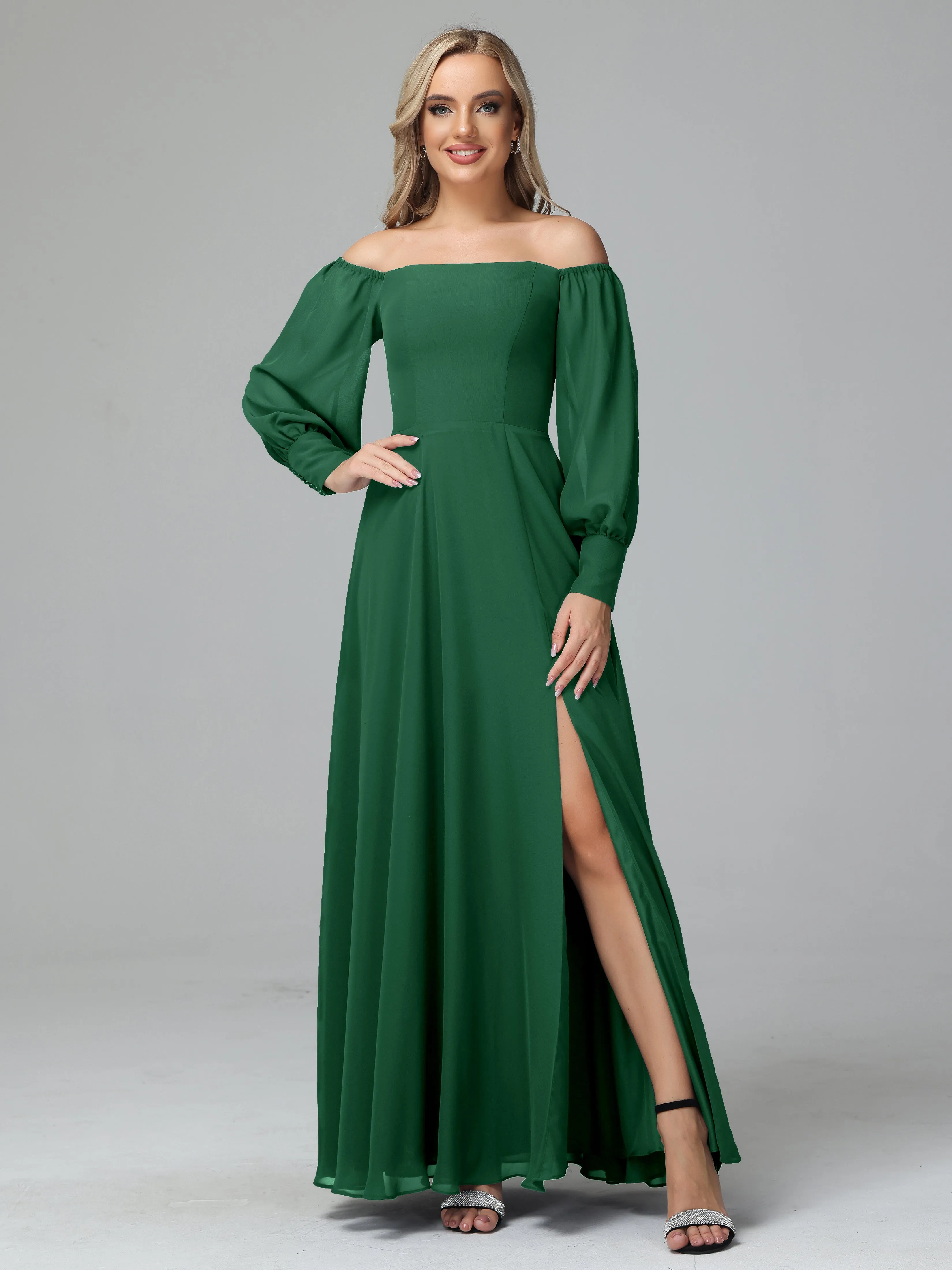 Mirabelle Long Sleeves Off Shoulder Chiffon Bridesmaid Dresses