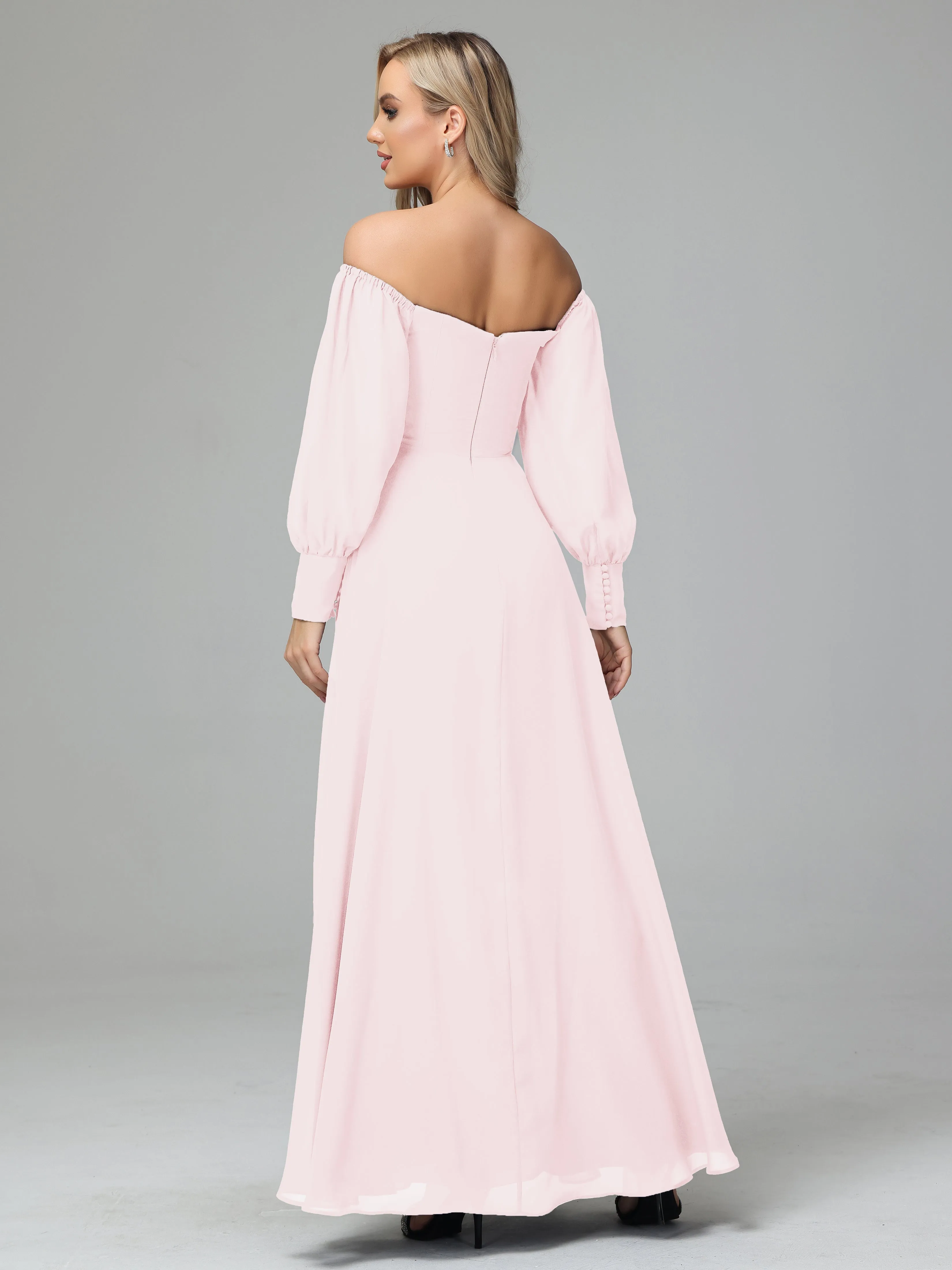 Mirabelle Long Sleeves Off Shoulder Chiffon Bridesmaid Dresses
