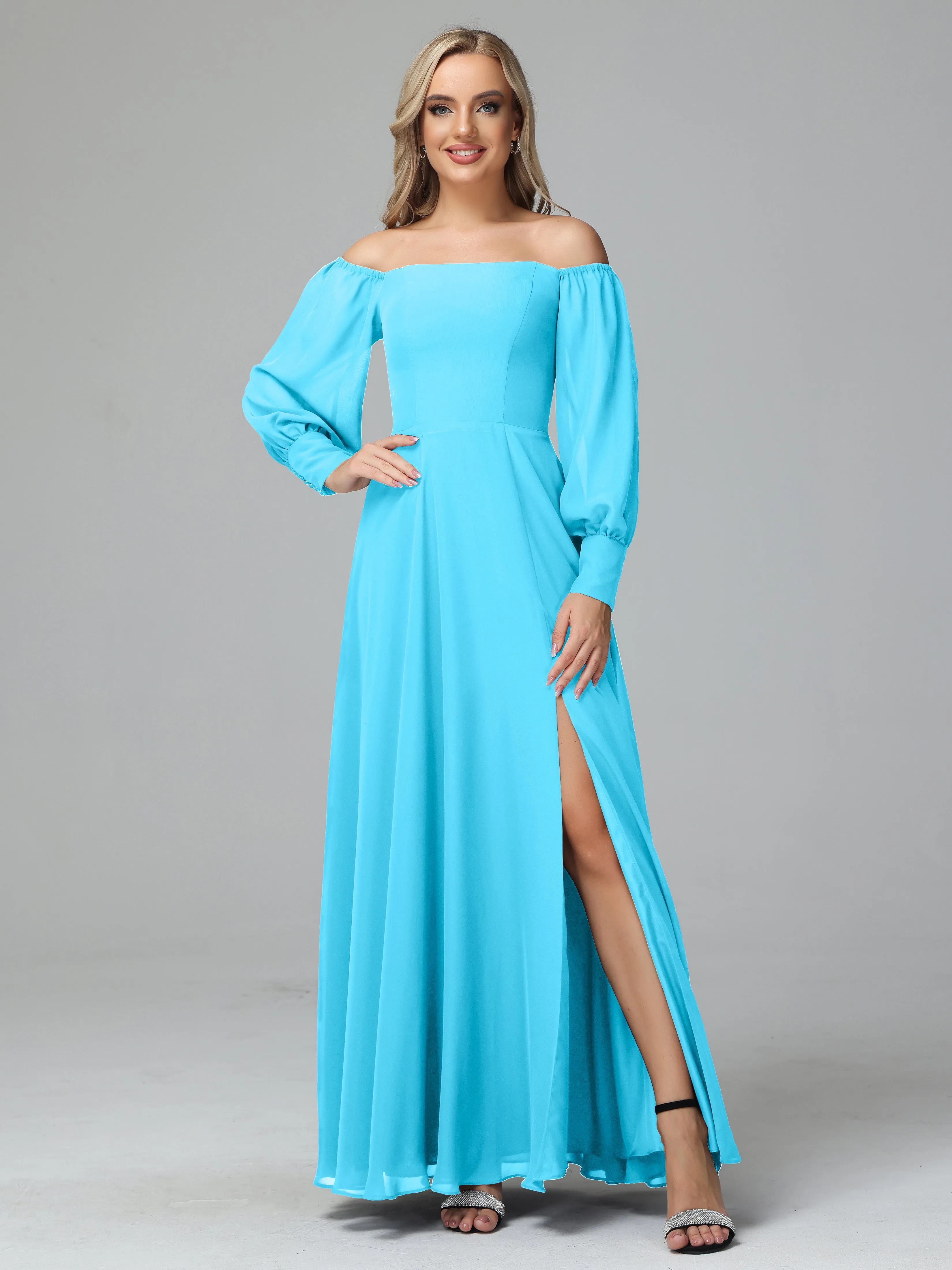 Mirabelle Long Sleeves Off Shoulder Chiffon Bridesmaid Dresses