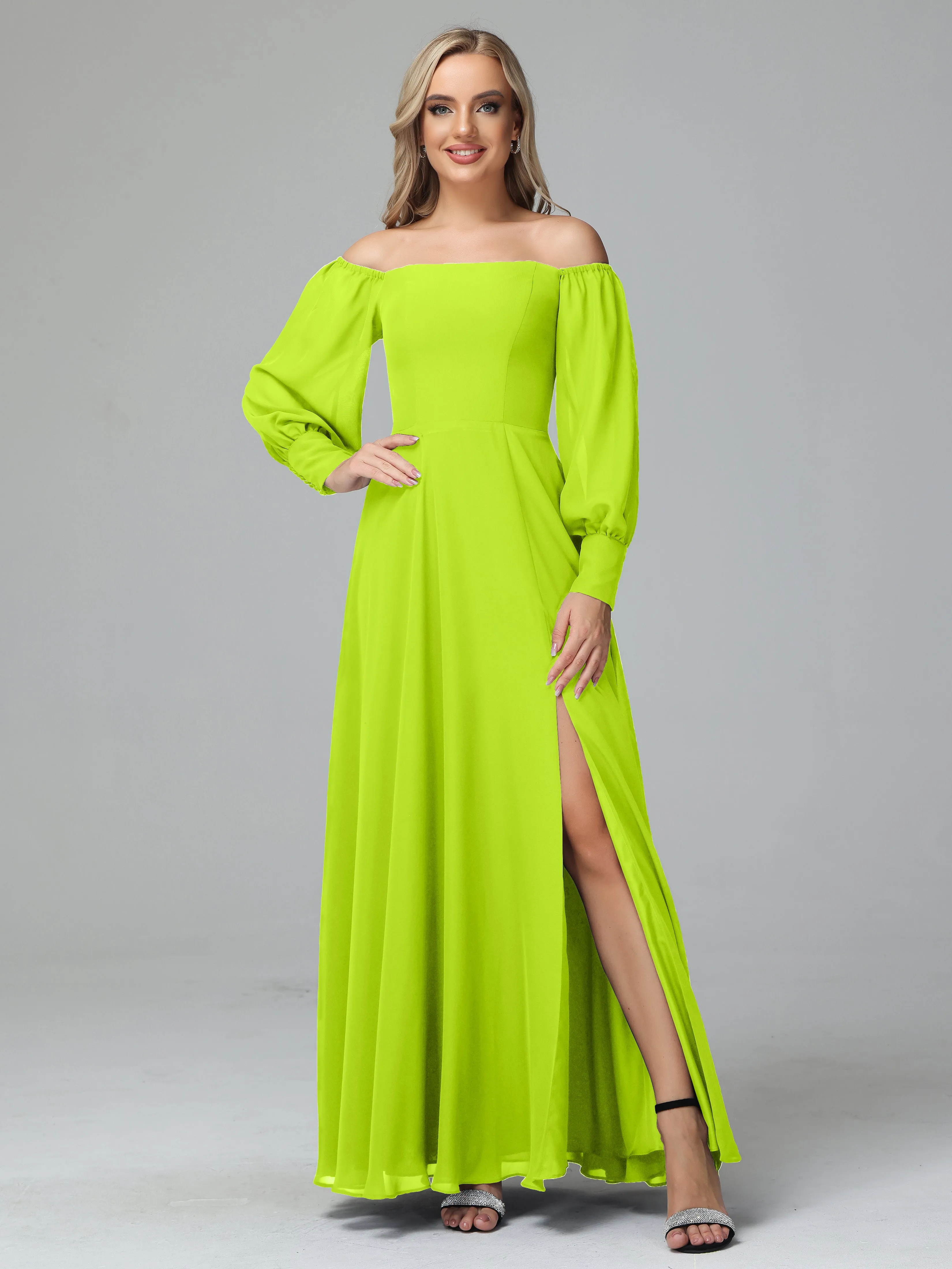 Mirabelle Long Sleeves Off Shoulder Chiffon Bridesmaid Dresses