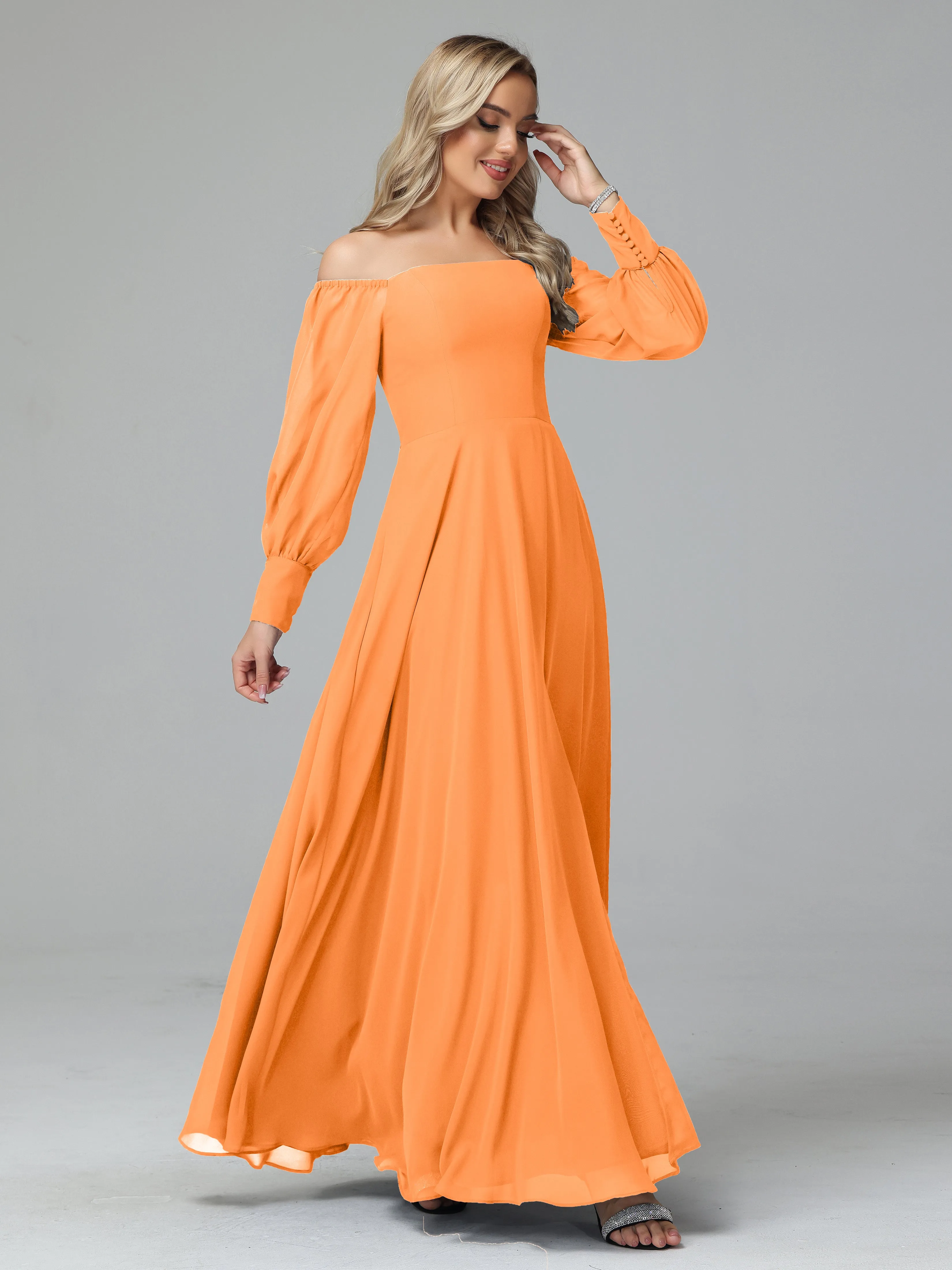 Mirabelle Long Sleeves Off Shoulder Chiffon Bridesmaid Dresses