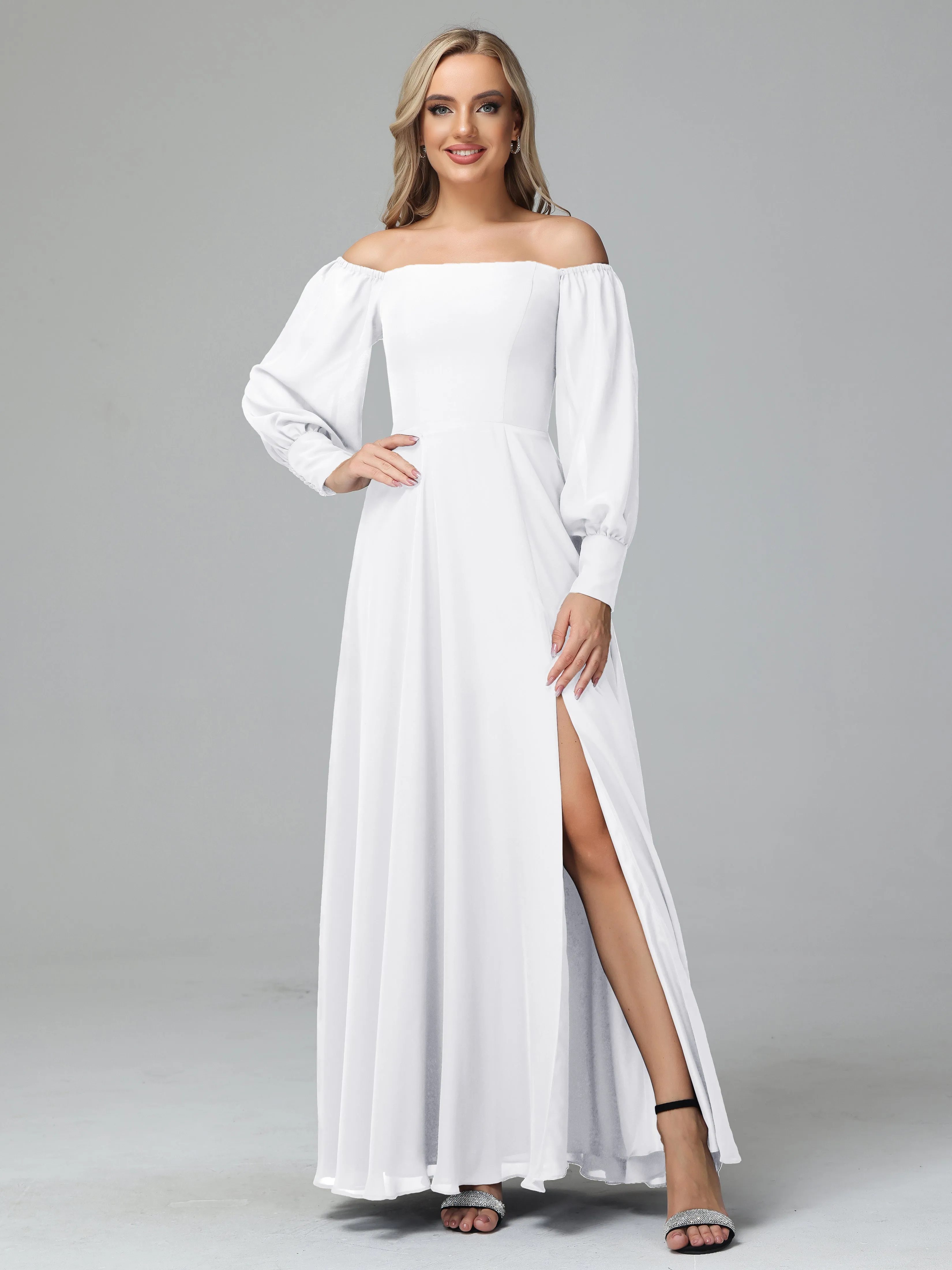 Mirabelle Long Sleeves Off Shoulder Chiffon Bridesmaid Dresses