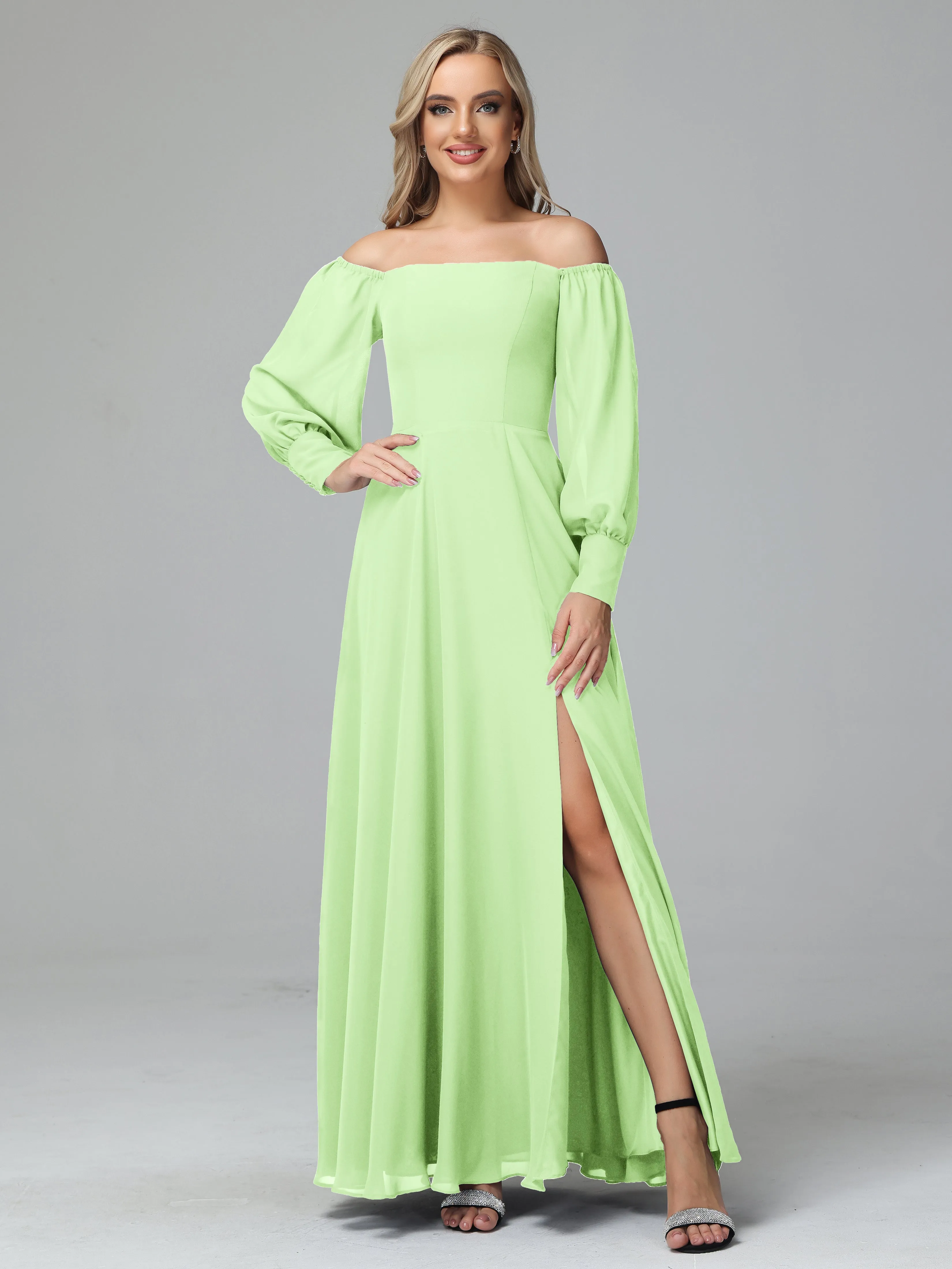 Mirabelle Long Sleeves Off Shoulder Chiffon Bridesmaid Dresses
