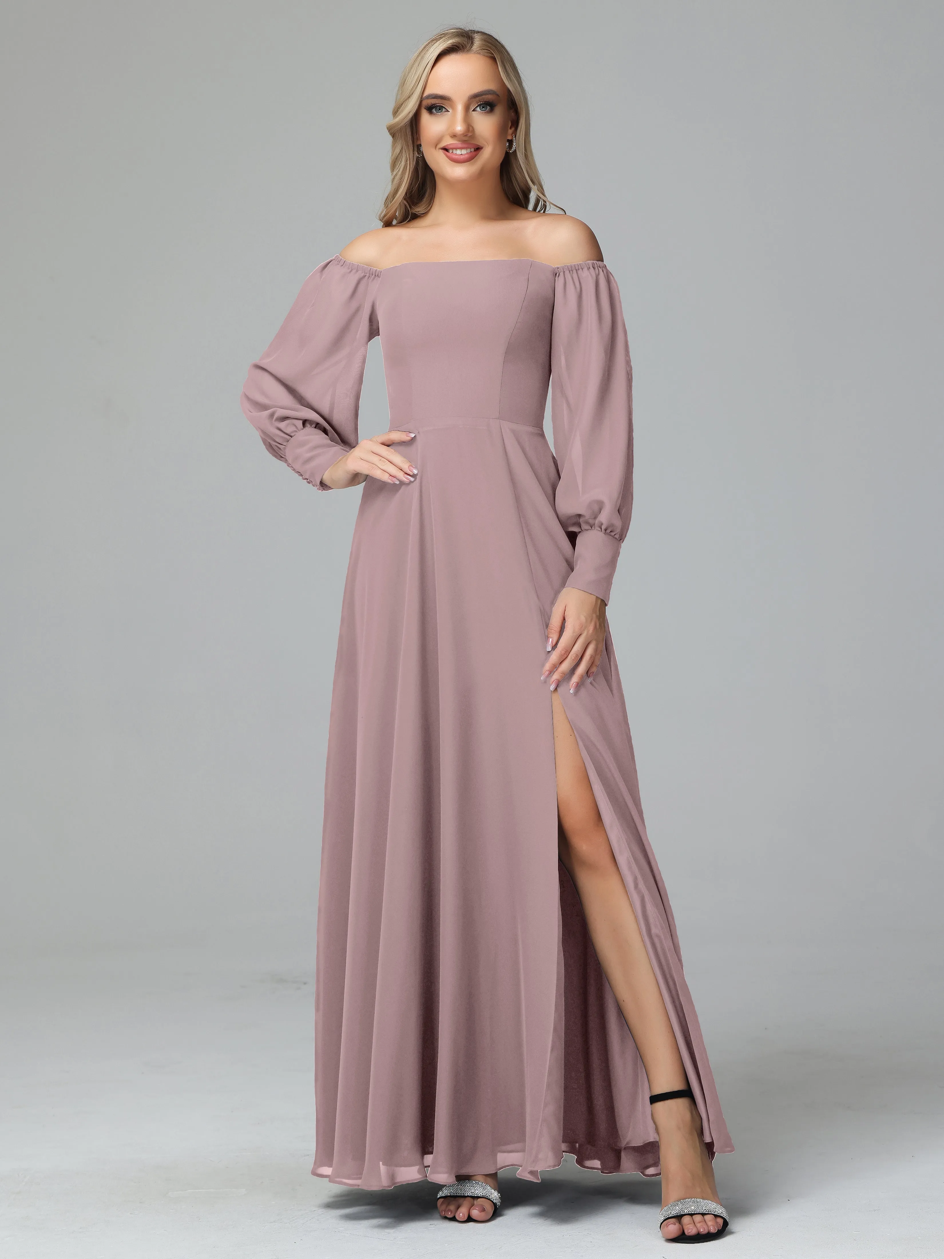 Mirabelle Long Sleeves Off Shoulder Chiffon Bridesmaid Dresses