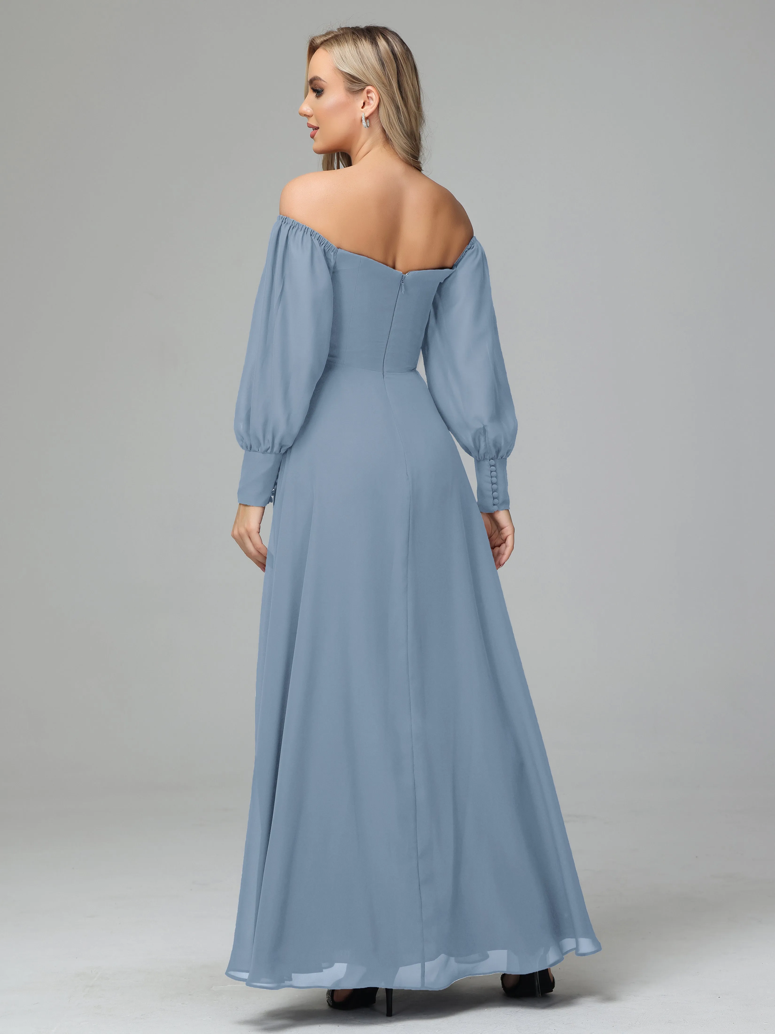 Mirabelle Long Sleeves Off Shoulder Chiffon Bridesmaid Dresses