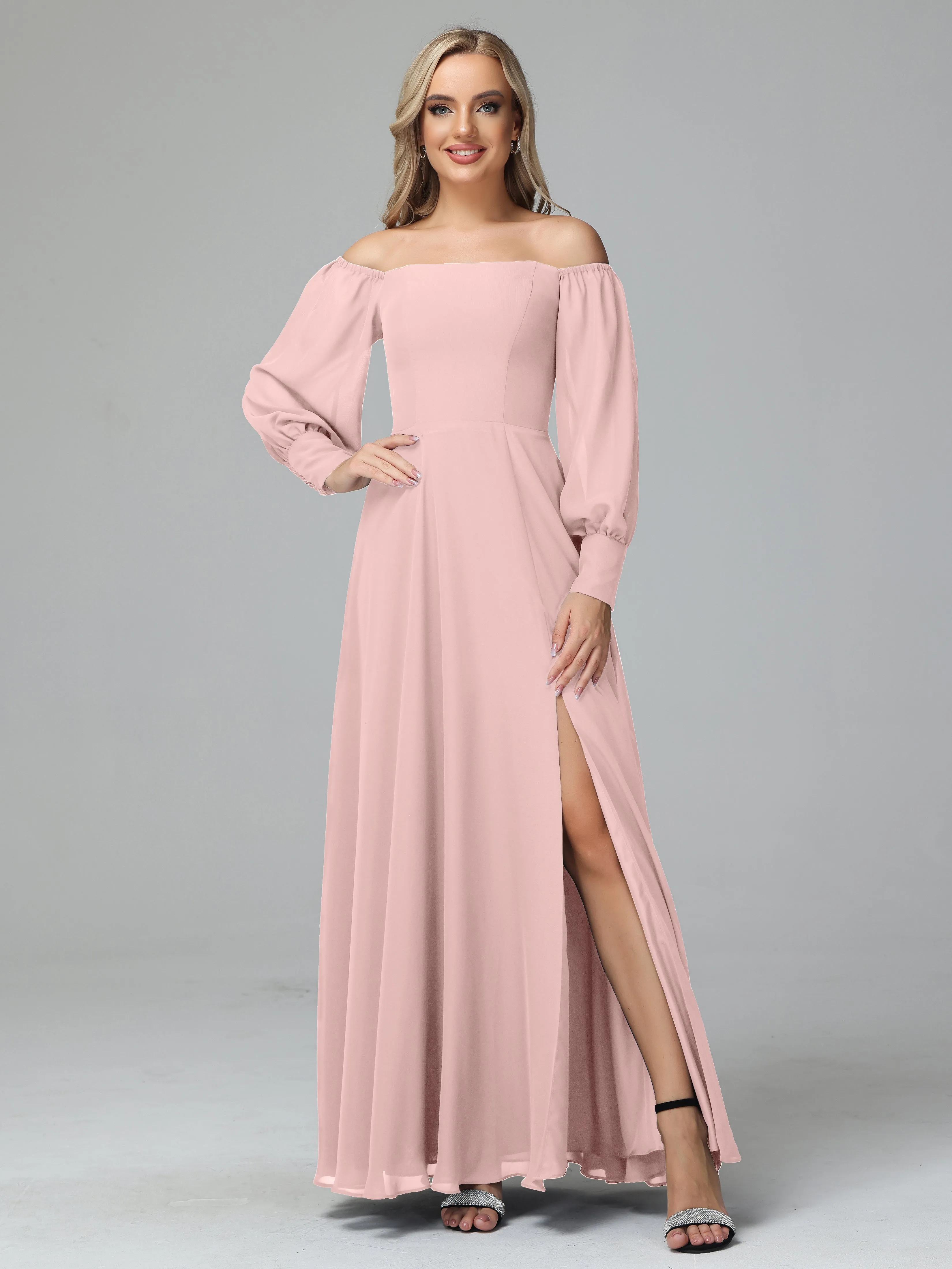 Mirabelle Long Sleeves Off Shoulder Chiffon Bridesmaid Dresses