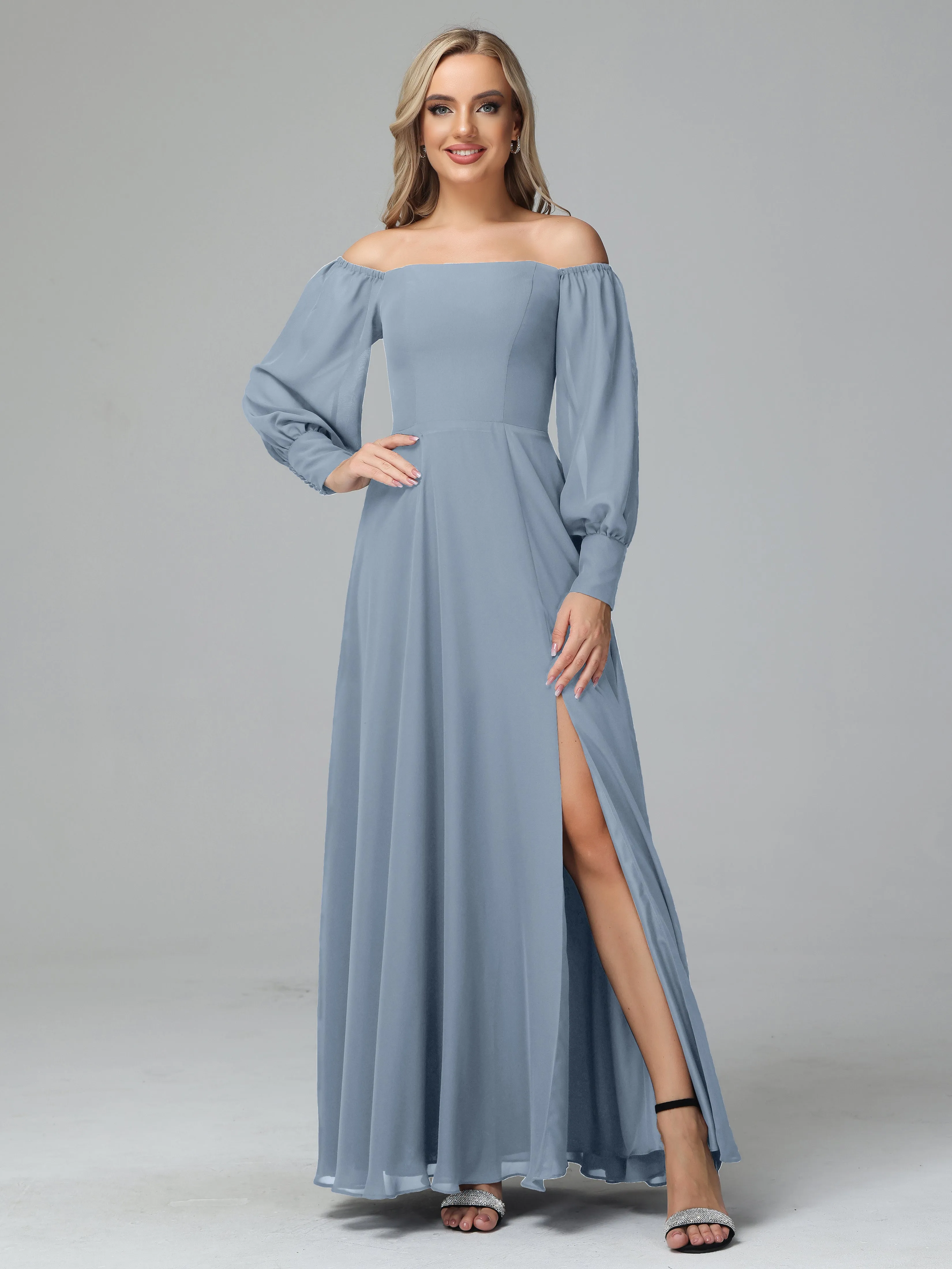 Mirabelle Long Sleeves Off Shoulder Chiffon Bridesmaid Dresses