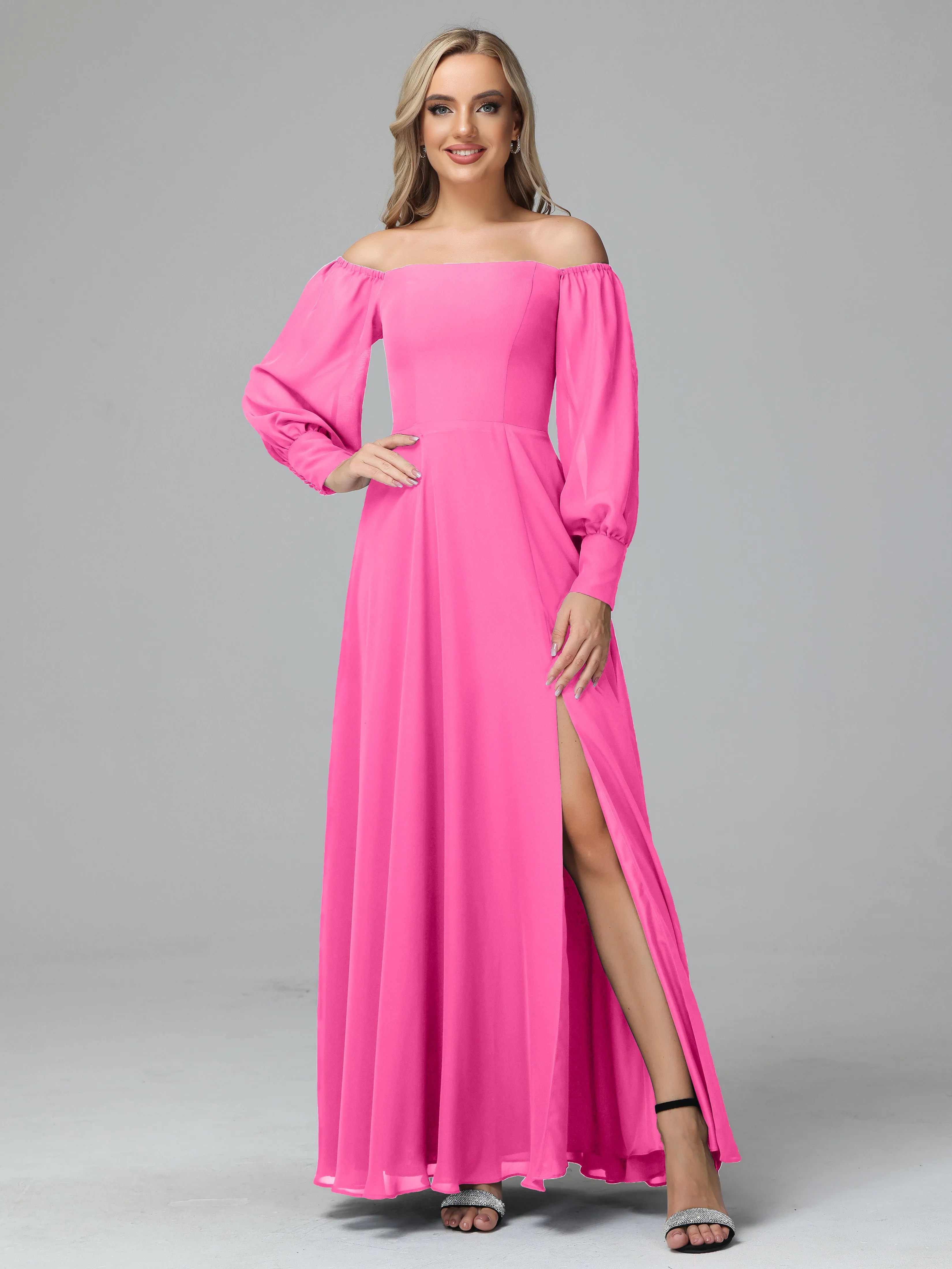 Mirabelle Long Sleeves Off Shoulder Chiffon Bridesmaid Dresses