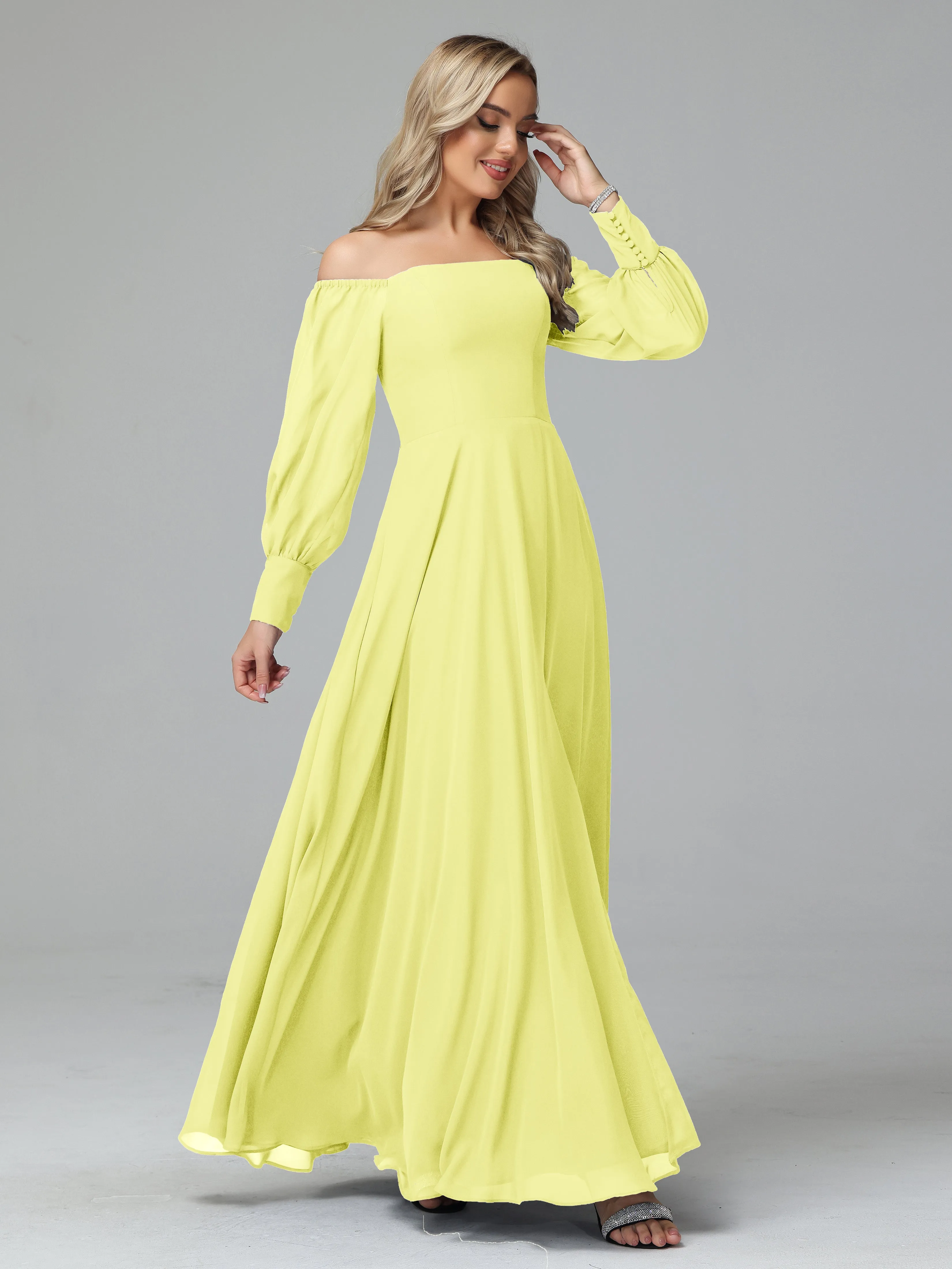 Mirabelle Long Sleeves Off Shoulder Chiffon Bridesmaid Dresses