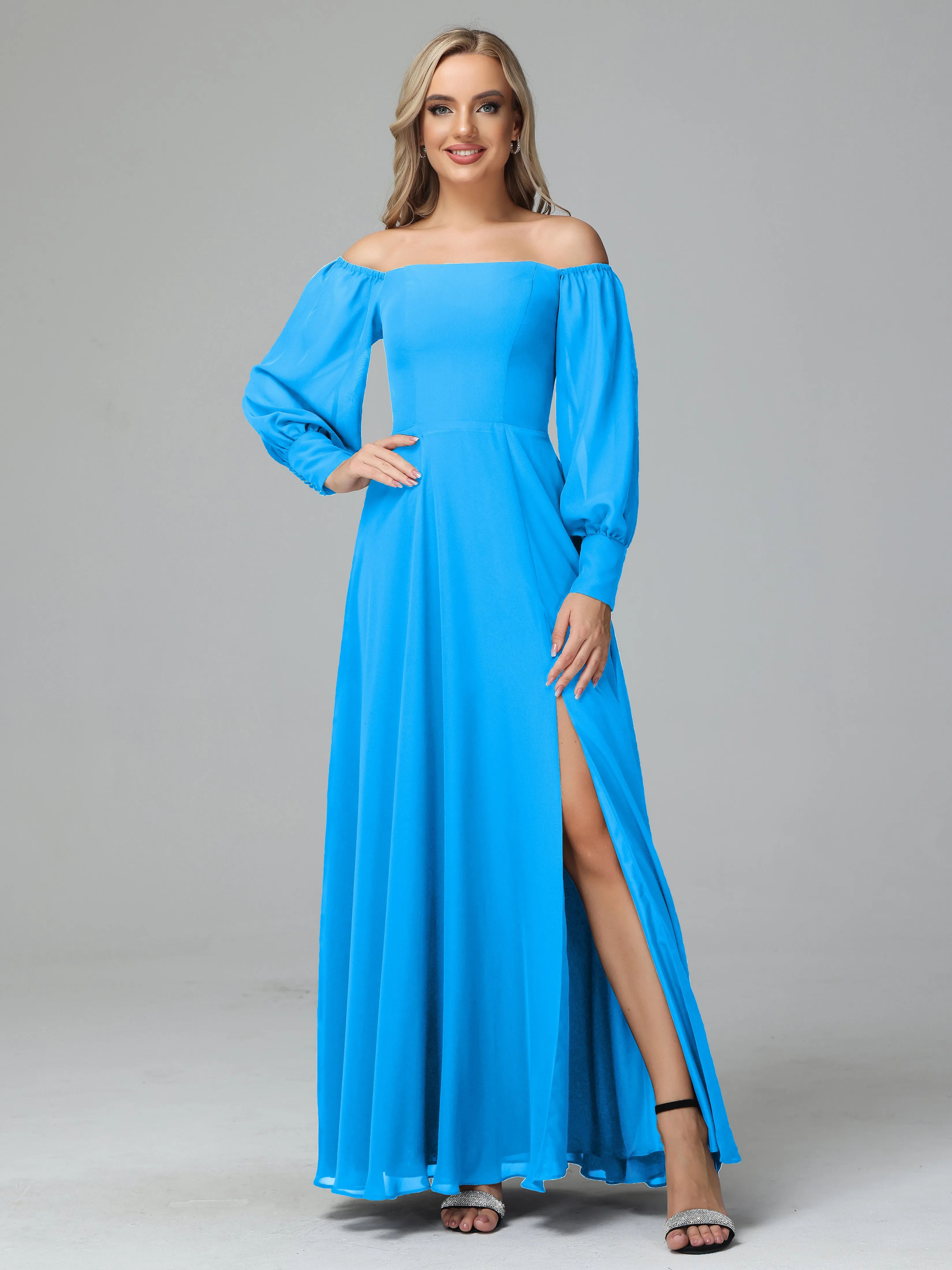 Mirabelle Long Sleeves Off Shoulder Chiffon Bridesmaid Dresses