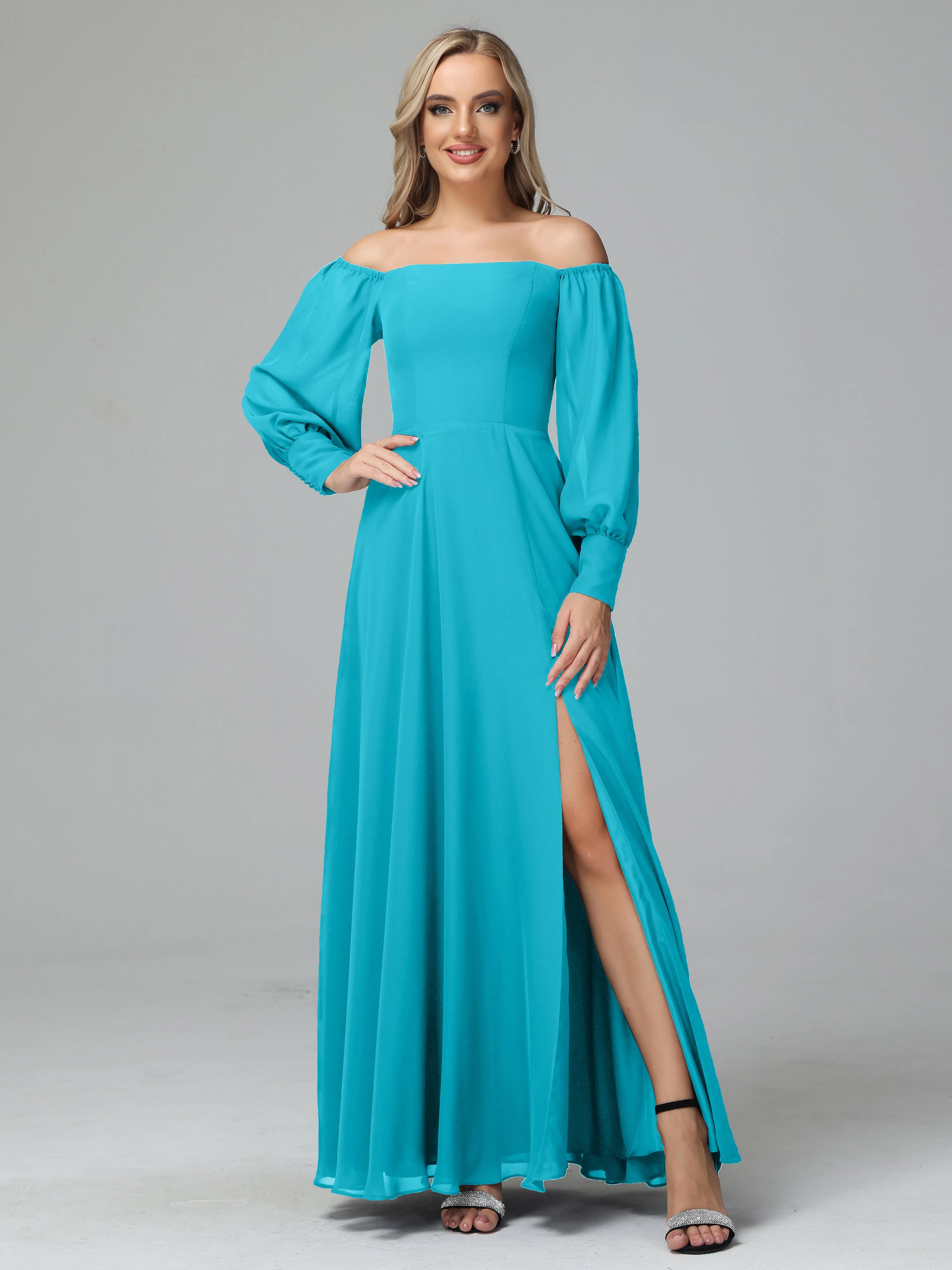 Mirabelle Long Sleeves Off Shoulder Chiffon Bridesmaid Dresses