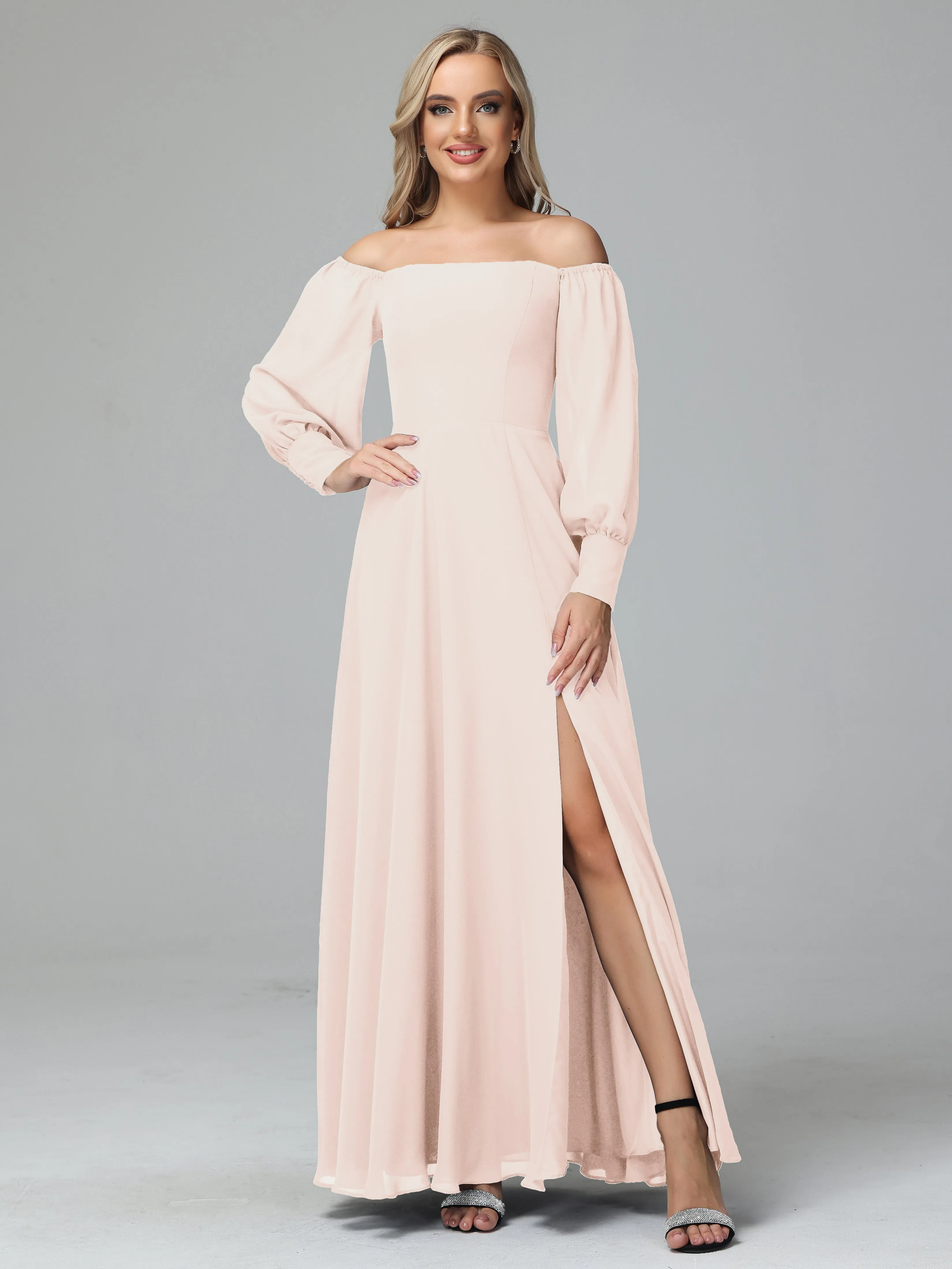 Mirabelle Long Sleeves Off Shoulder Chiffon Bridesmaid Dresses