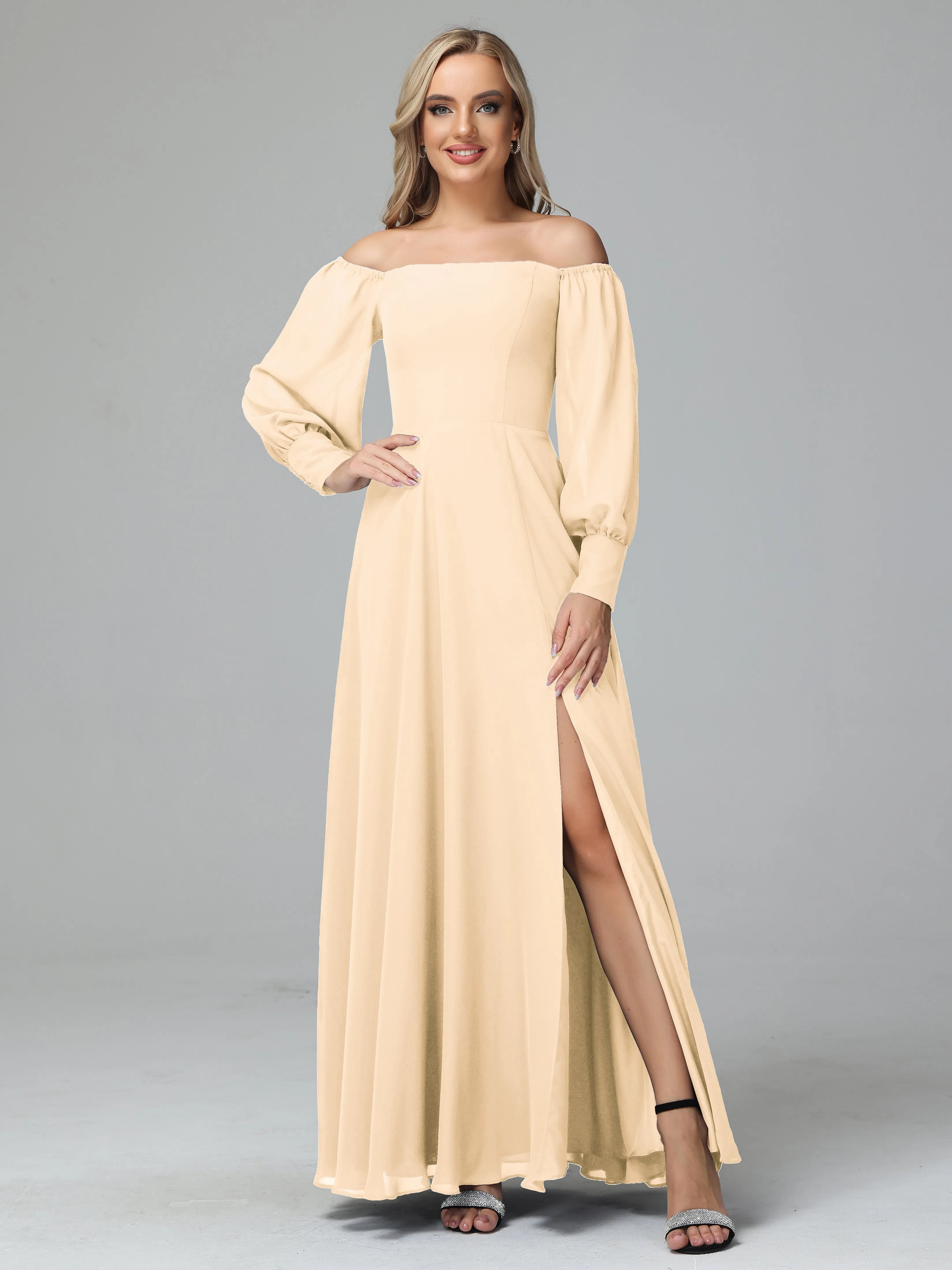 Mirabelle Long Sleeves Off Shoulder Chiffon Bridesmaid Dresses