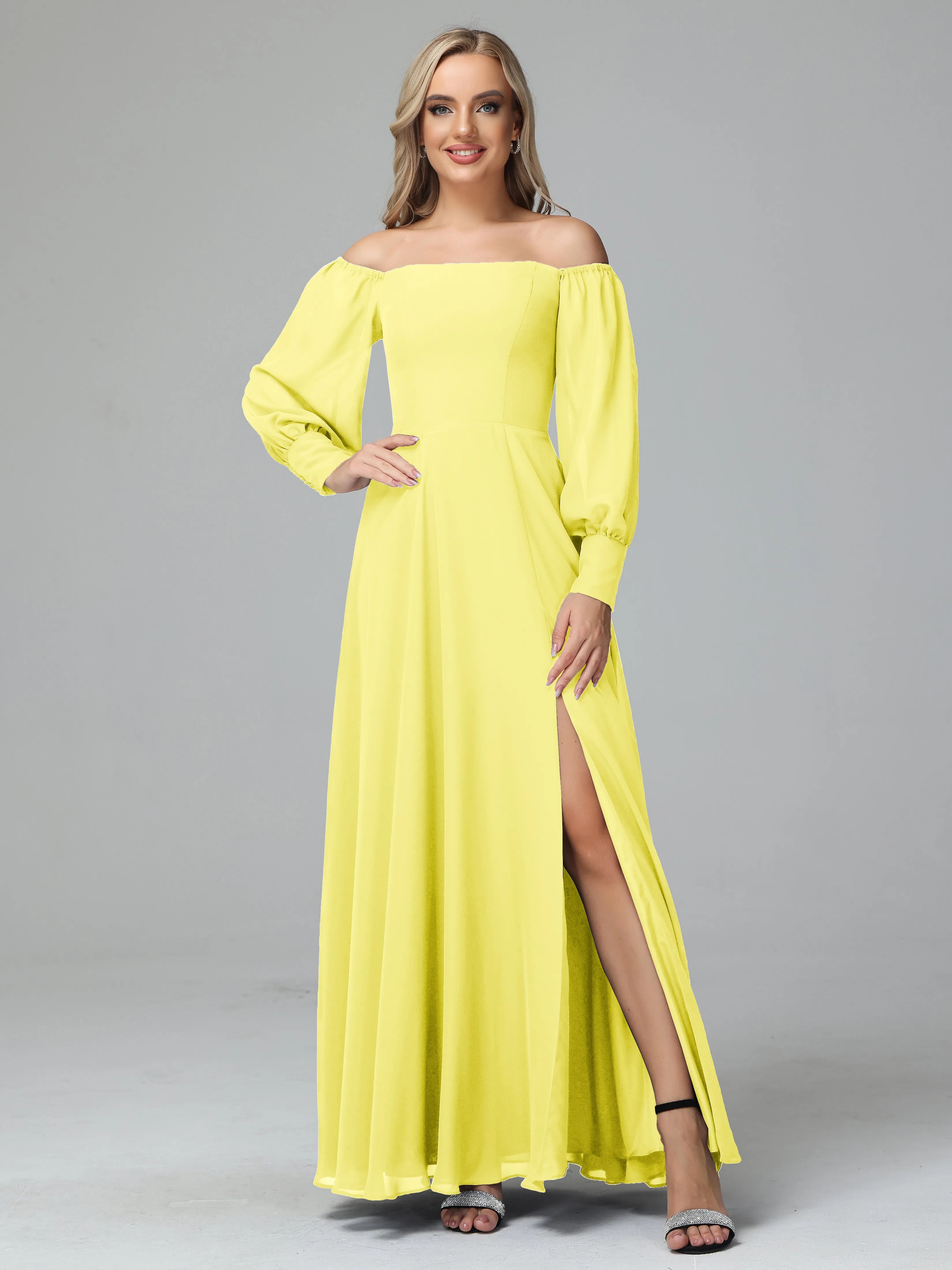 Mirabelle Long Sleeves Off Shoulder Chiffon Bridesmaid Dresses