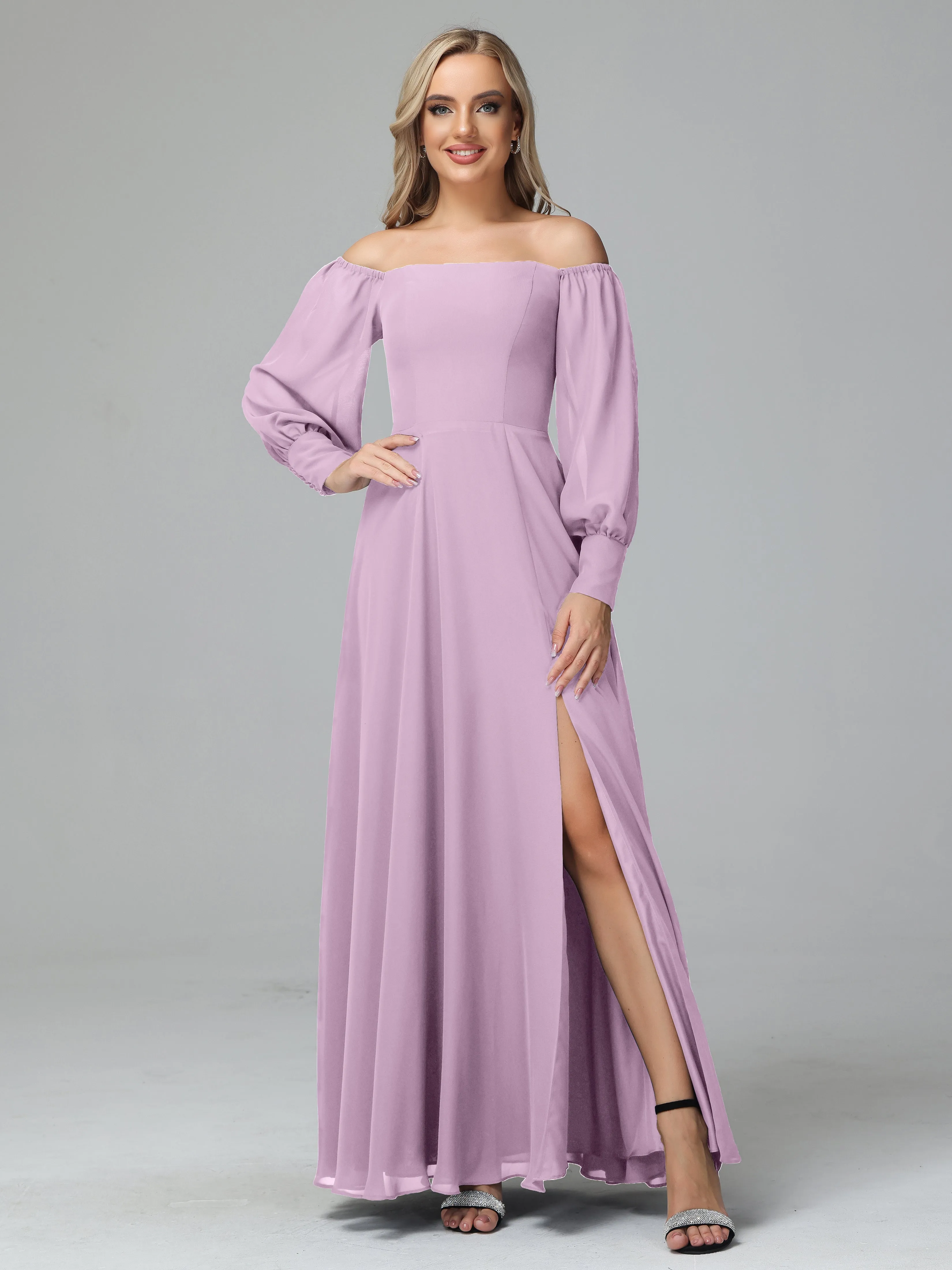 Mirabelle Long Sleeves Off Shoulder Chiffon Bridesmaid Dresses