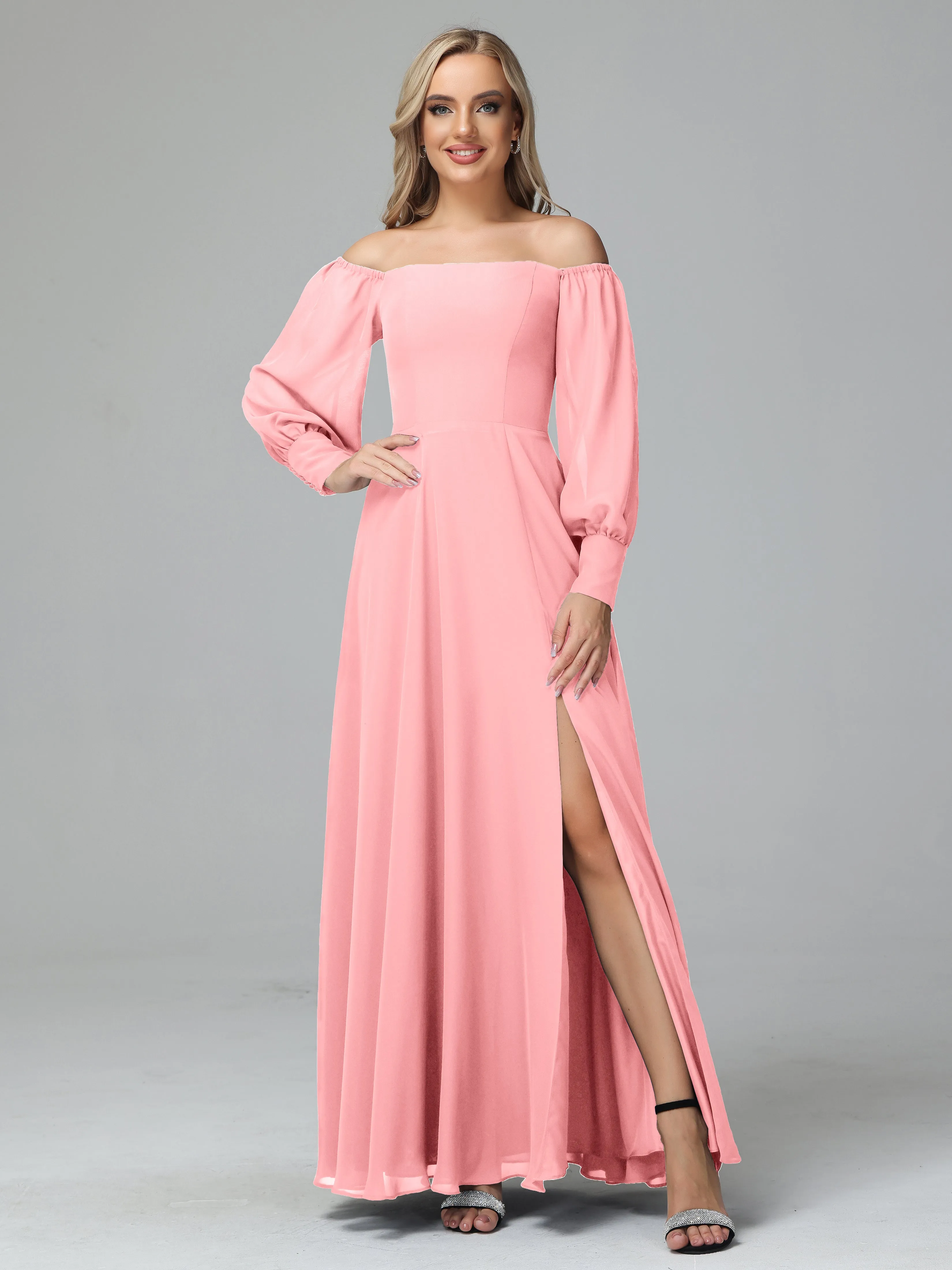 Mirabelle Long Sleeves Off Shoulder Chiffon Bridesmaid Dresses