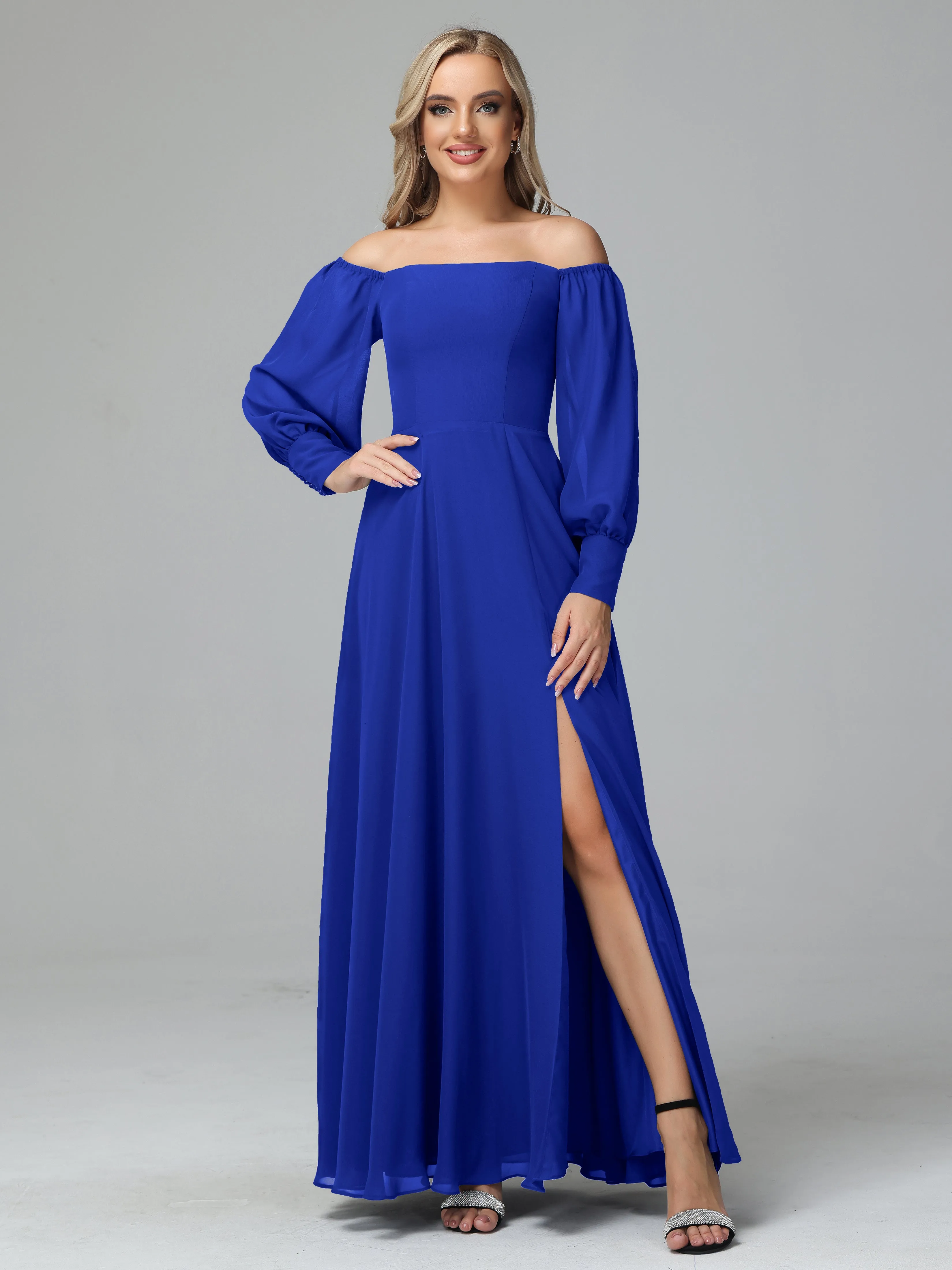 Mirabelle Long Sleeves Off Shoulder Chiffon Bridesmaid Dresses