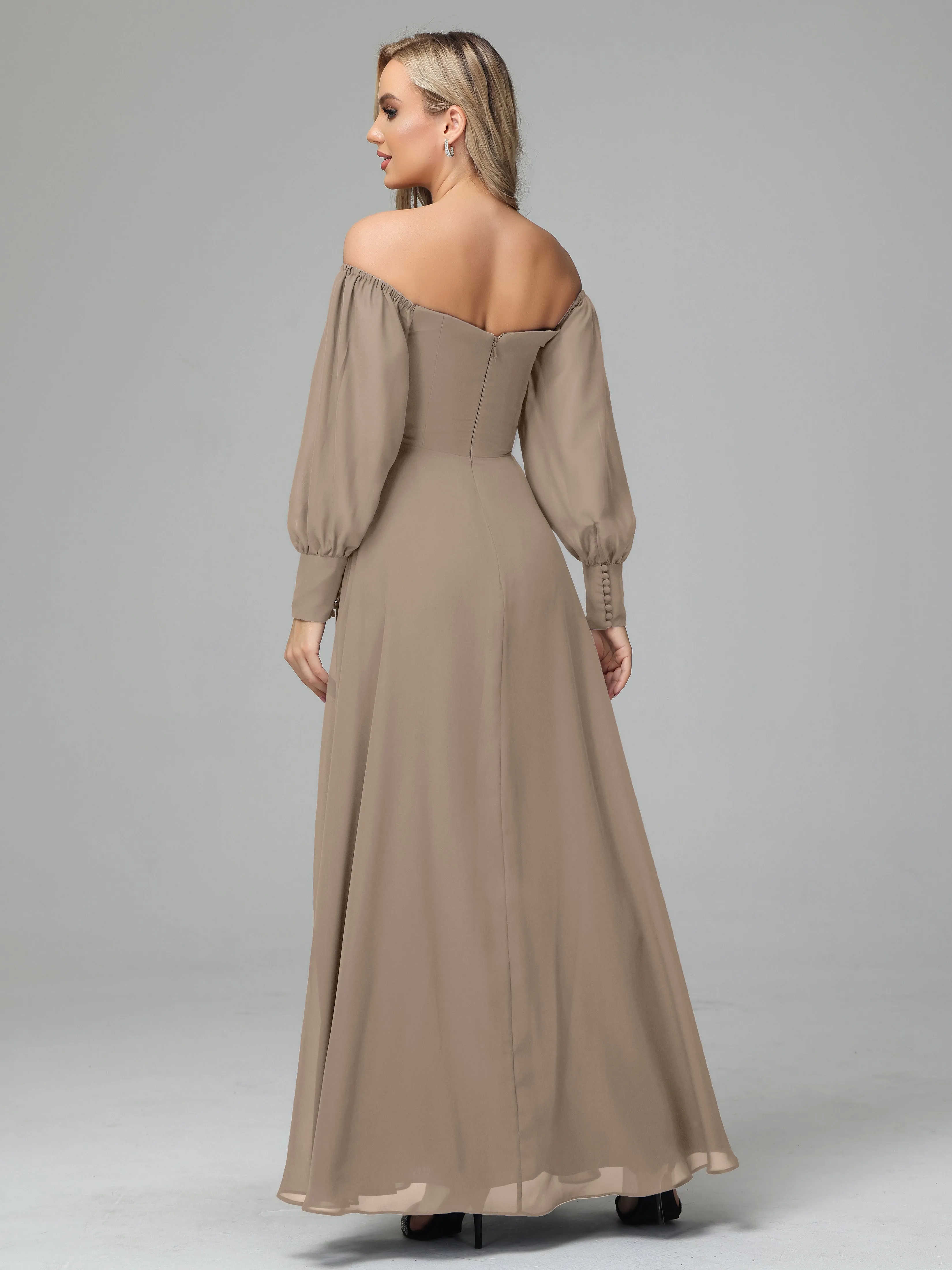 Mirabelle Long Sleeves Off Shoulder Chiffon Bridesmaid Dresses