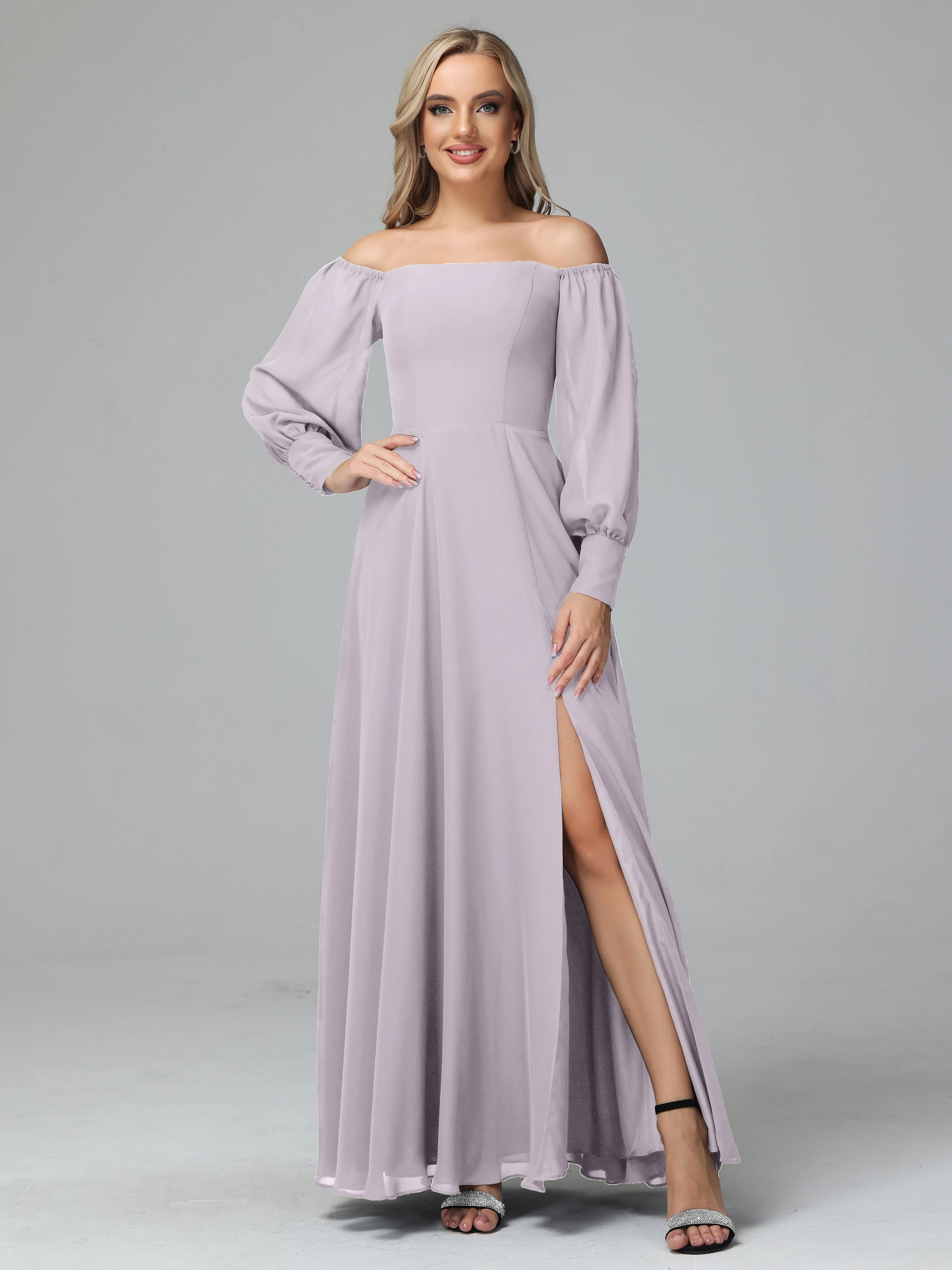 Mirabelle Long Sleeves Off Shoulder Chiffon Bridesmaid Dresses