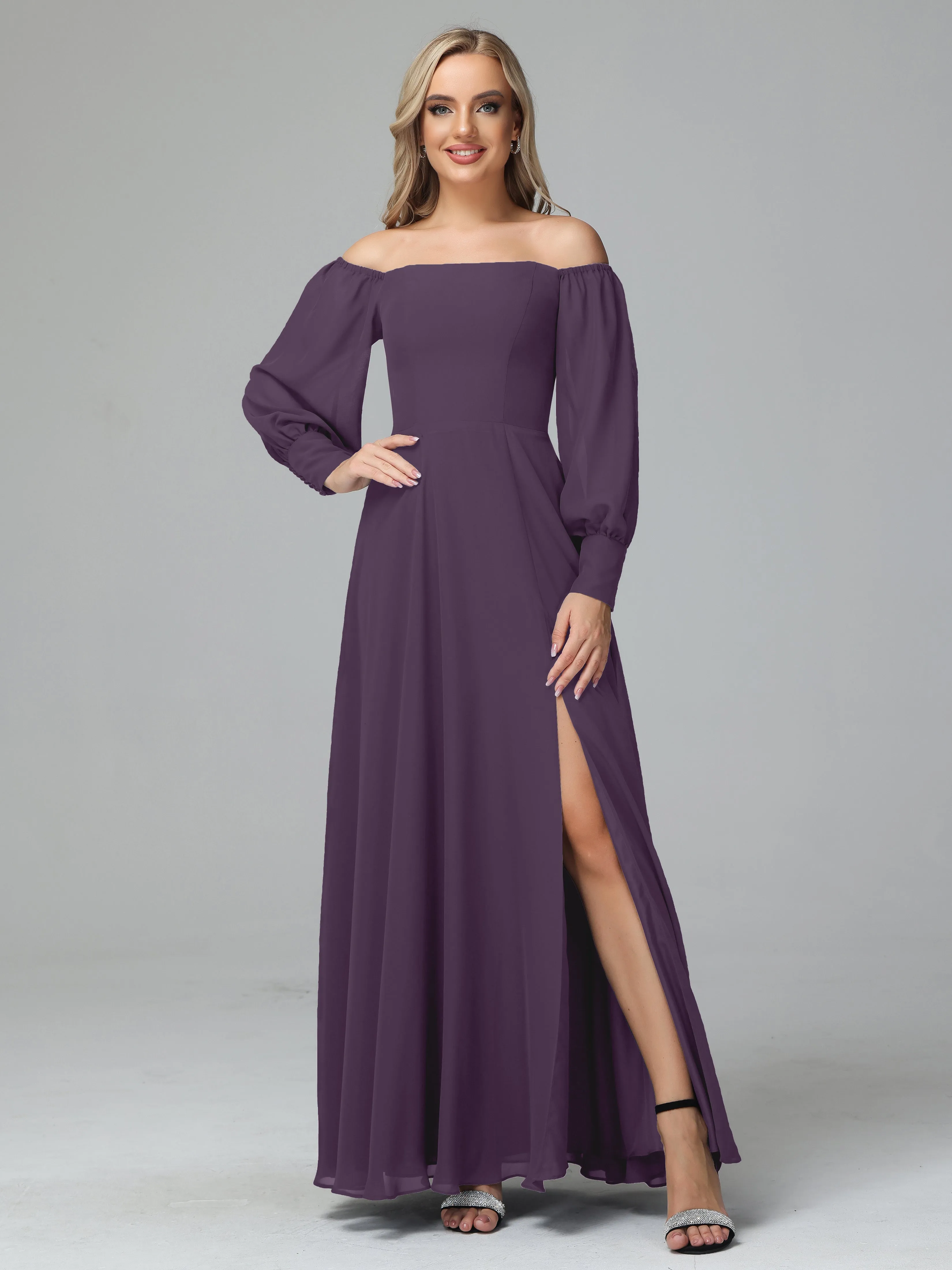 Mirabelle Long Sleeves Off Shoulder Chiffon Bridesmaid Dresses