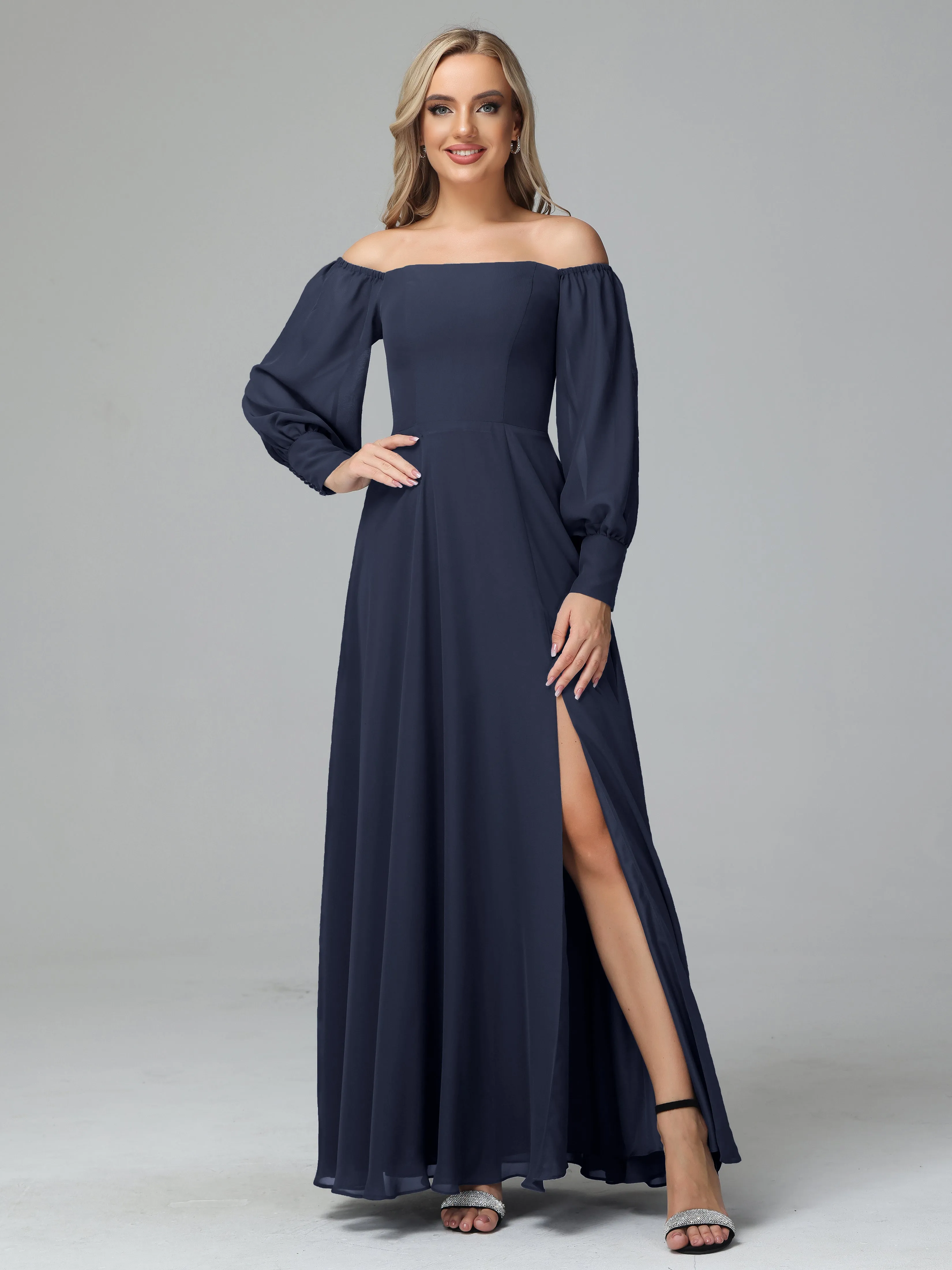 Mirabelle Long Sleeves Off Shoulder Chiffon Bridesmaid Dresses