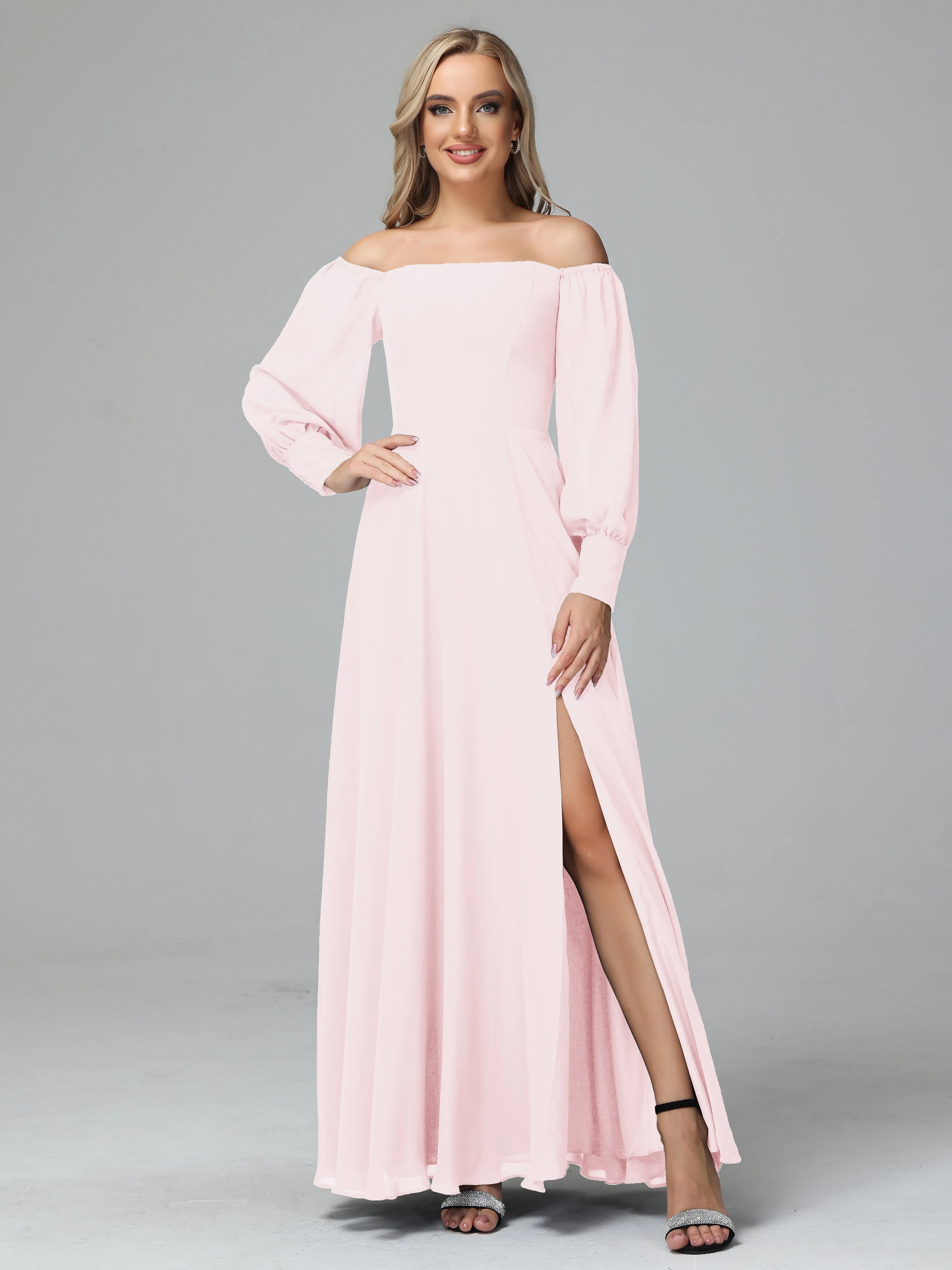 Mirabelle Long Sleeves Off Shoulder Chiffon Bridesmaid Dresses