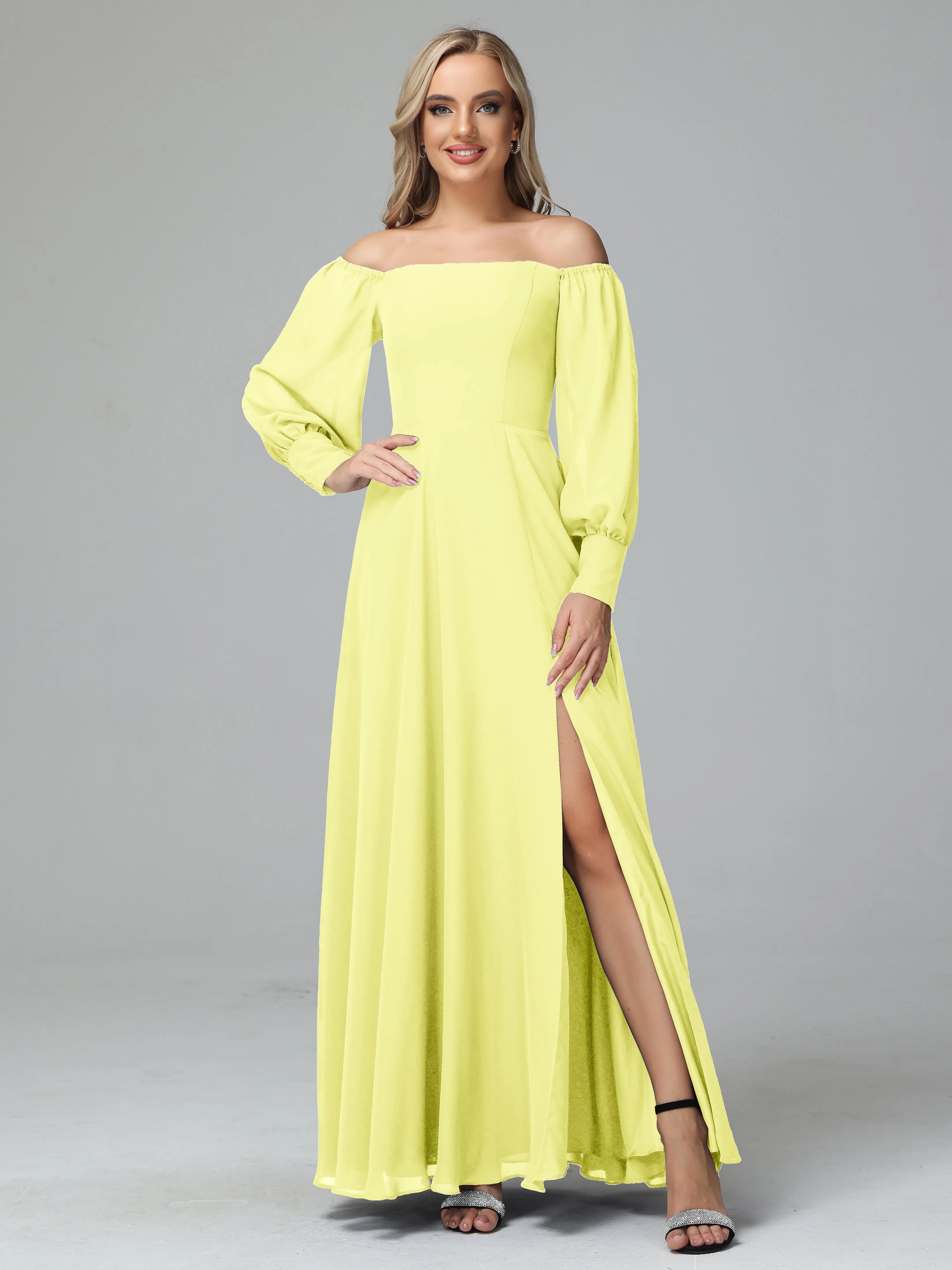 Mirabelle Long Sleeves Off Shoulder Chiffon Bridesmaid Dresses