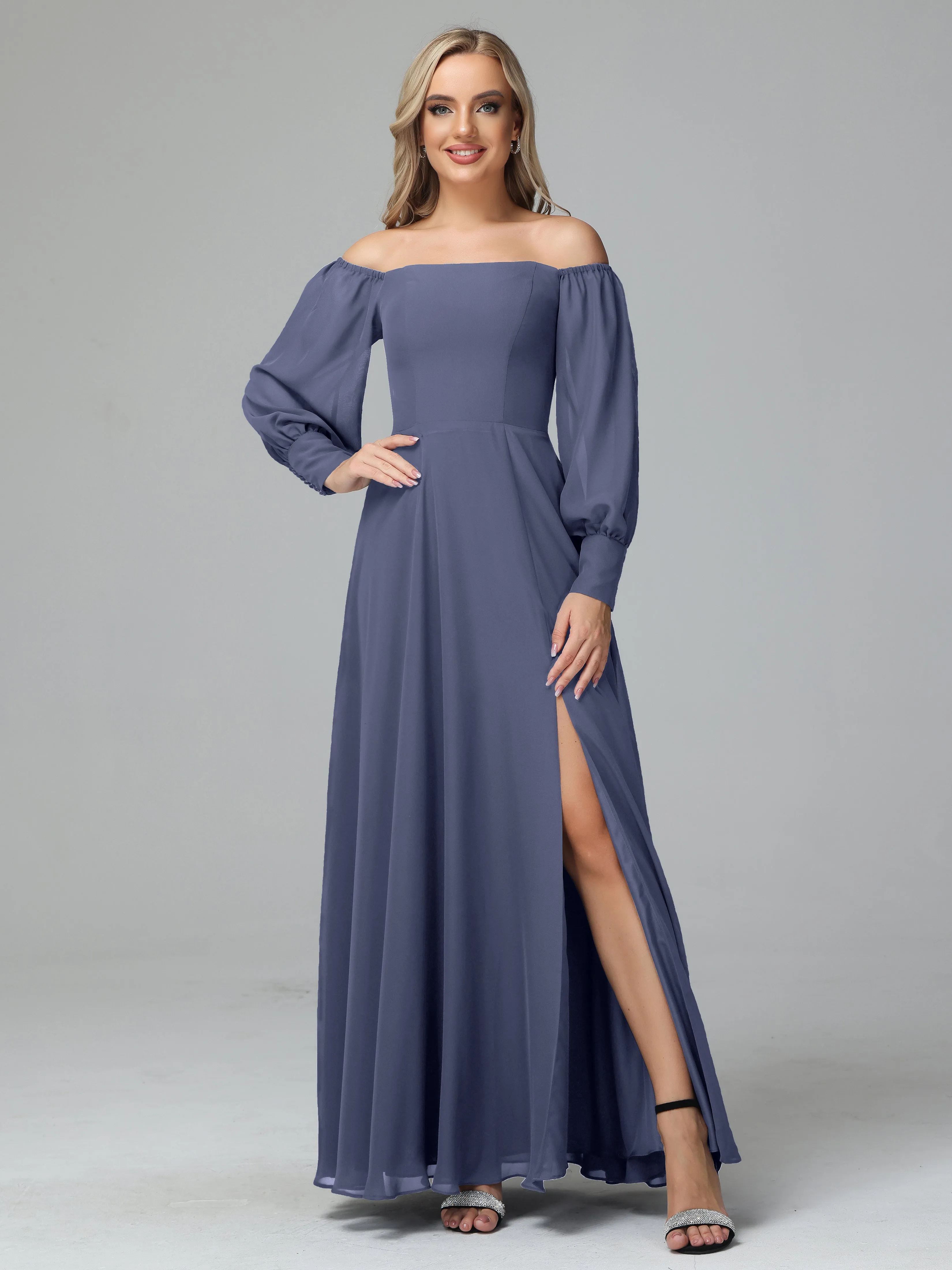 Mirabelle Long Sleeves Off Shoulder Chiffon Bridesmaid Dresses