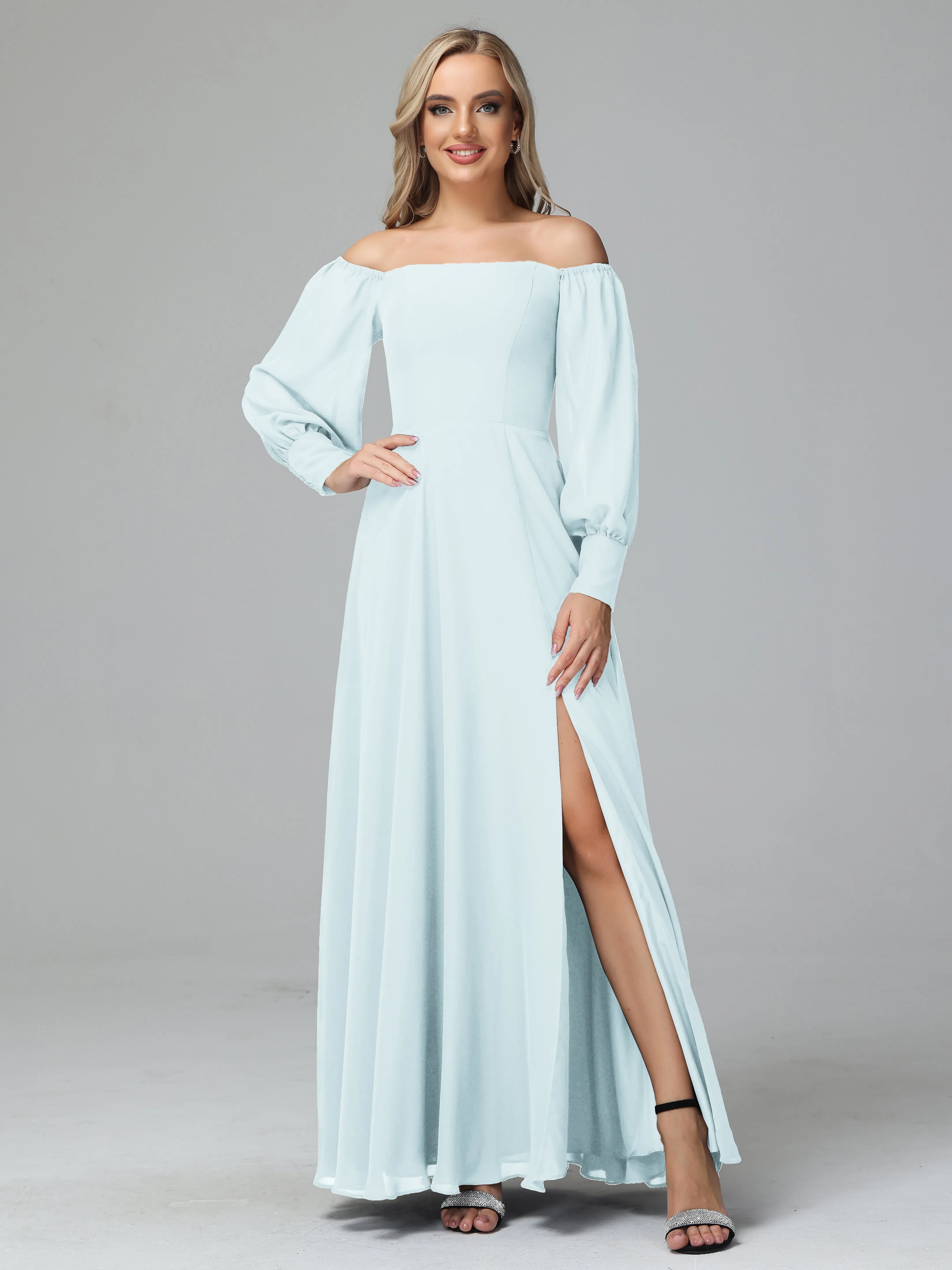 Mirabelle Long Sleeves Off Shoulder Chiffon Bridesmaid Dresses