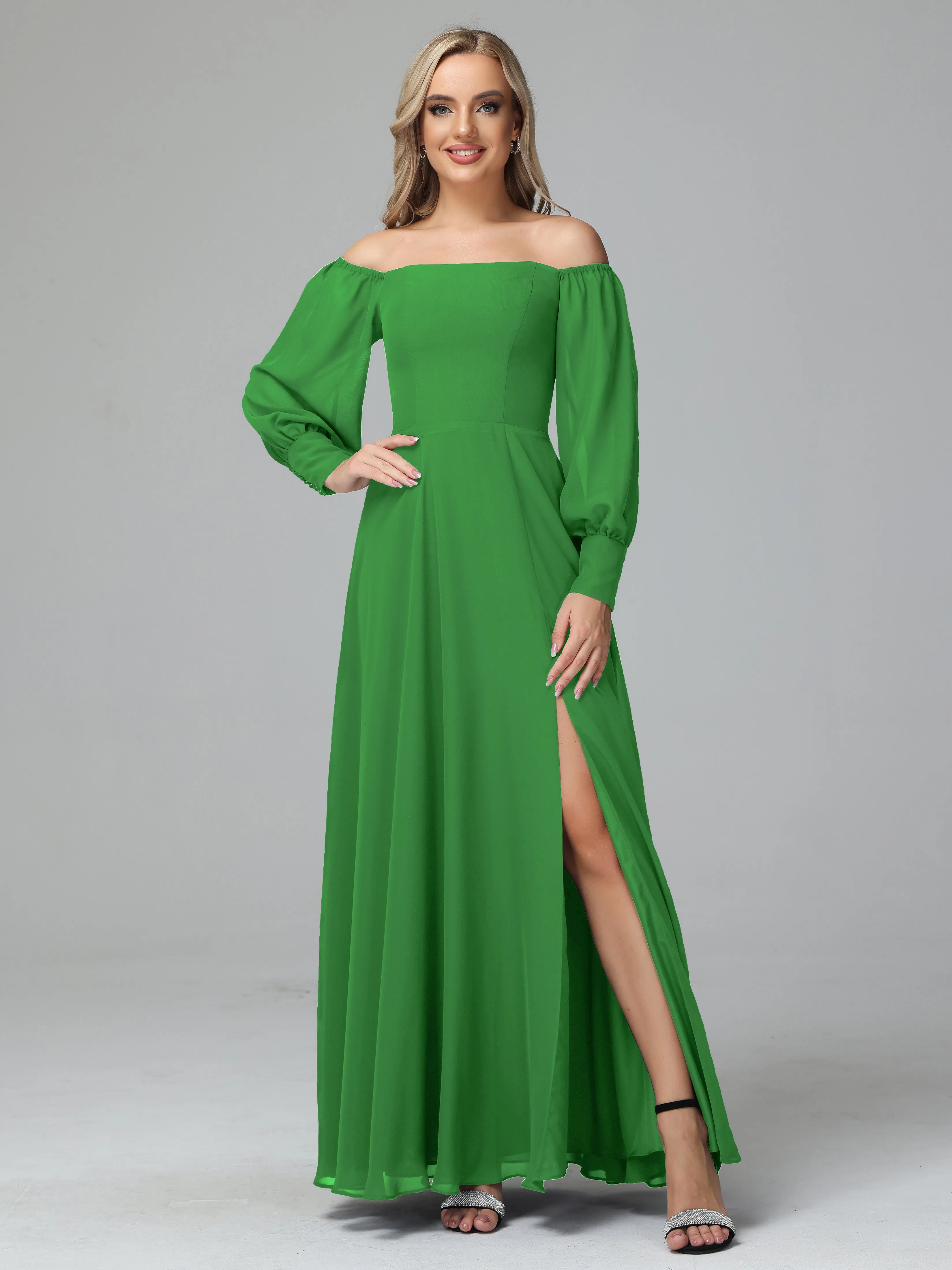 Mirabelle Long Sleeves Off Shoulder Chiffon Bridesmaid Dresses