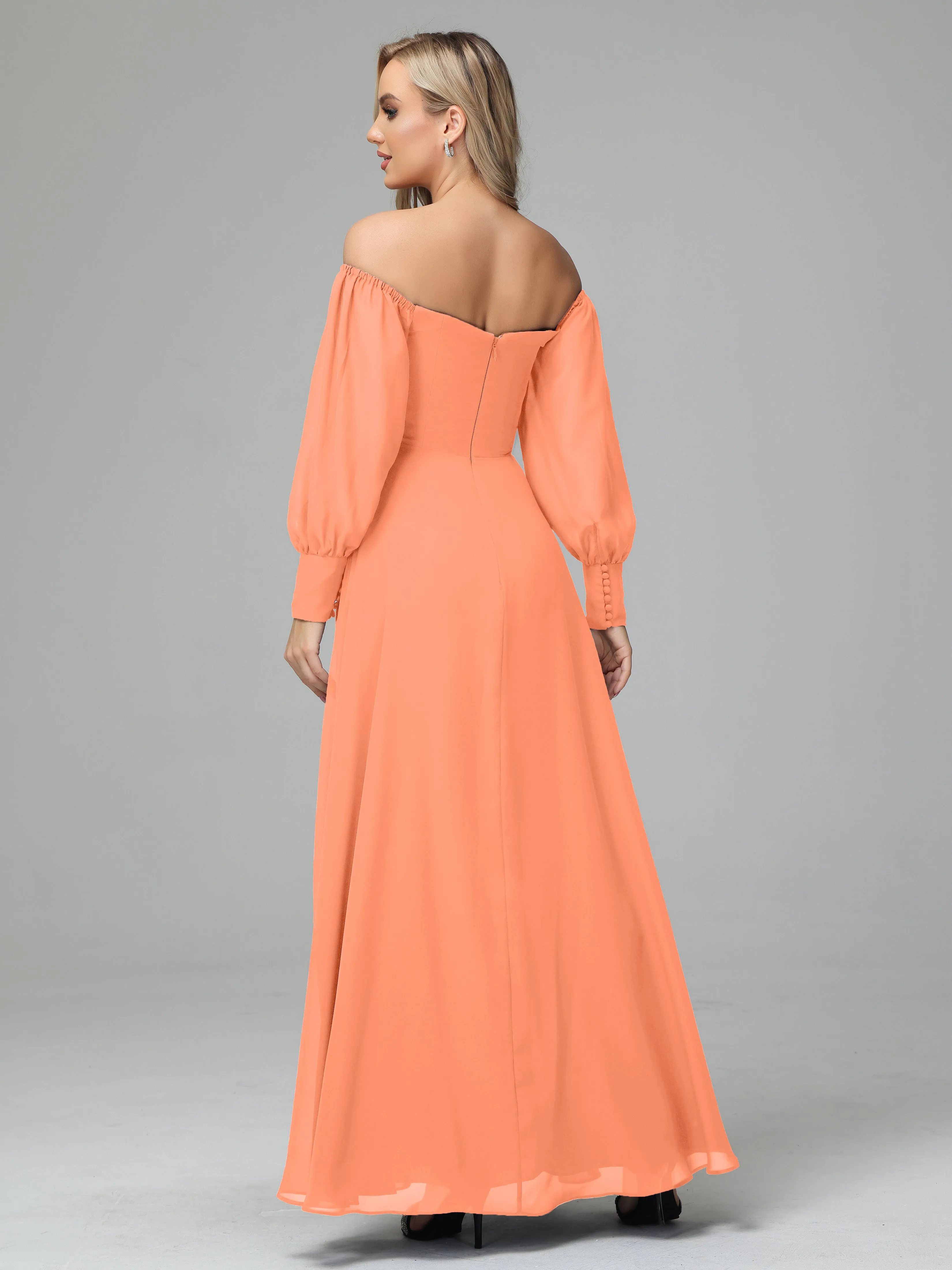 Mirabelle Long Sleeves Off Shoulder Chiffon Bridesmaid Dresses