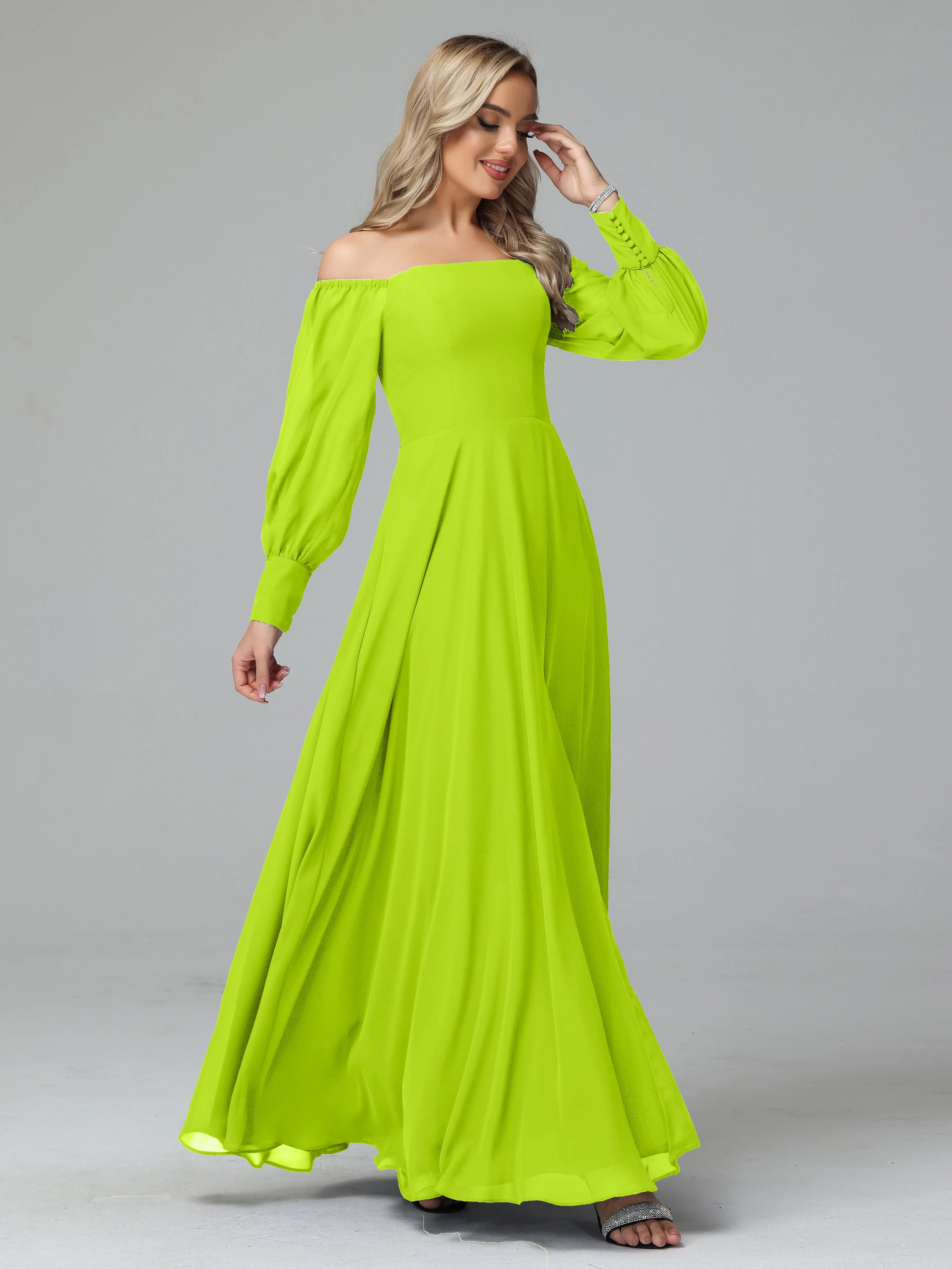 Mirabelle Long Sleeves Off Shoulder Chiffon Bridesmaid Dresses