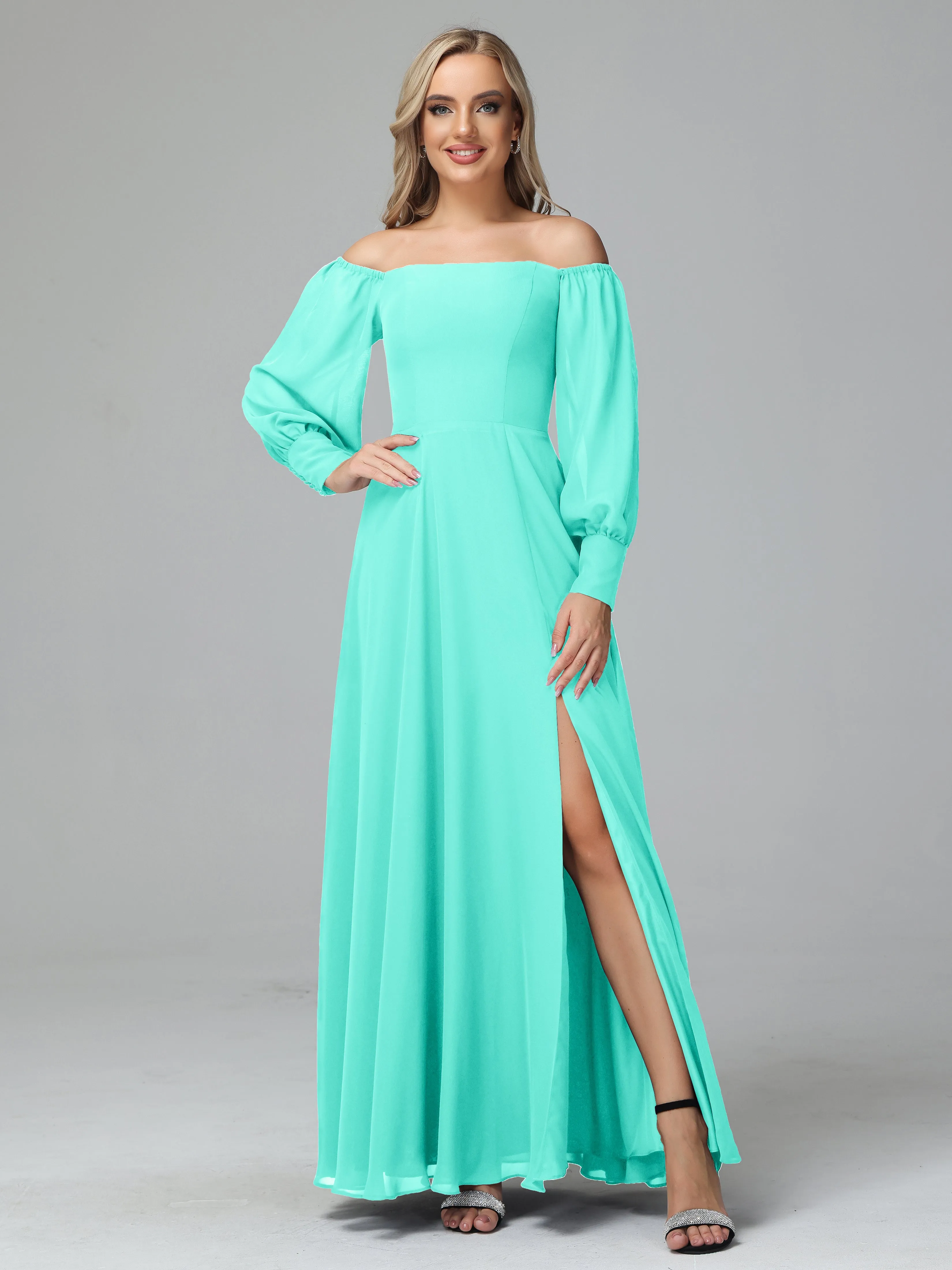 Mirabelle Long Sleeves Off Shoulder Chiffon Bridesmaid Dresses
