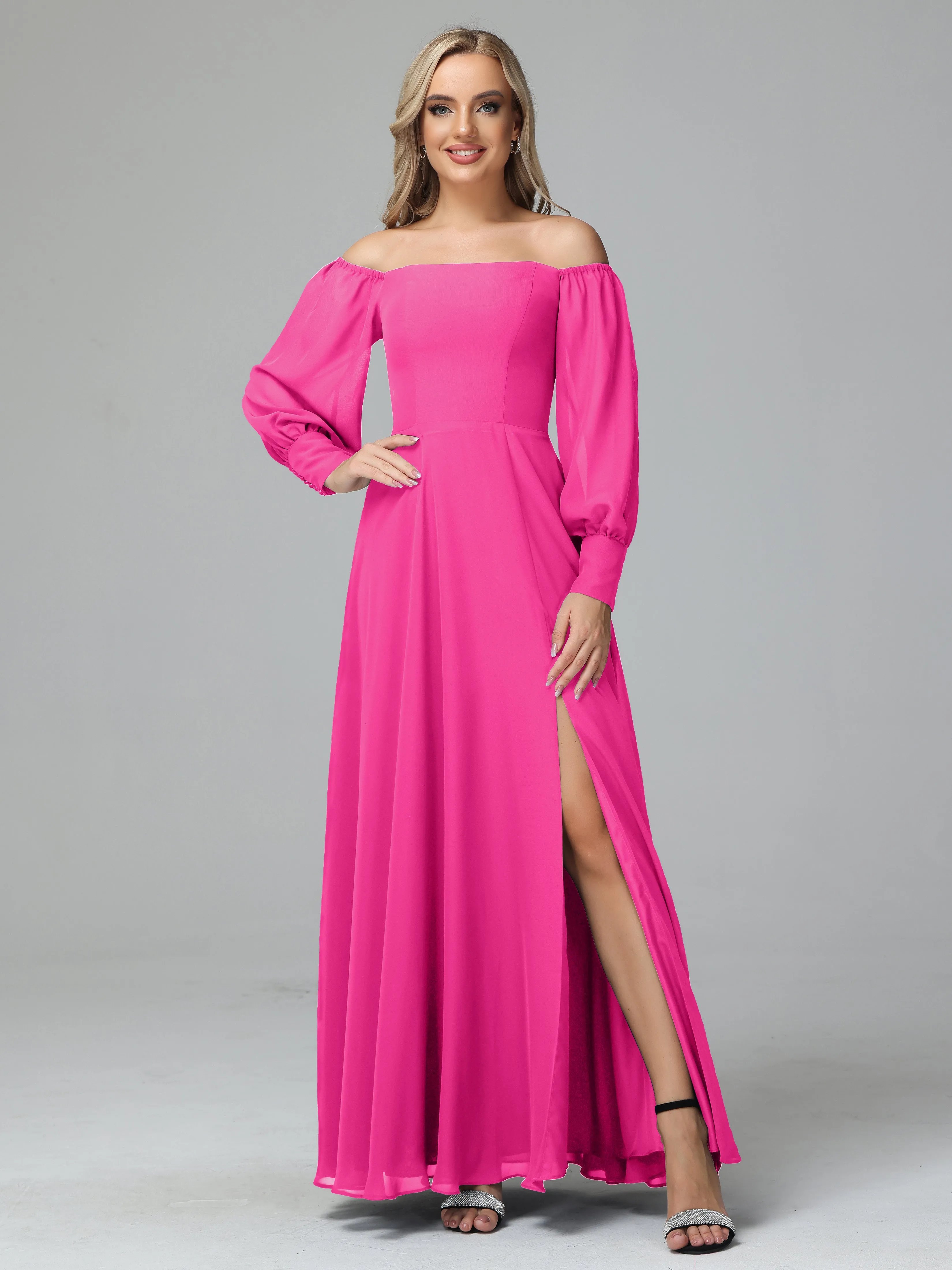 Mirabelle Long Sleeves Off Shoulder Chiffon Bridesmaid Dresses