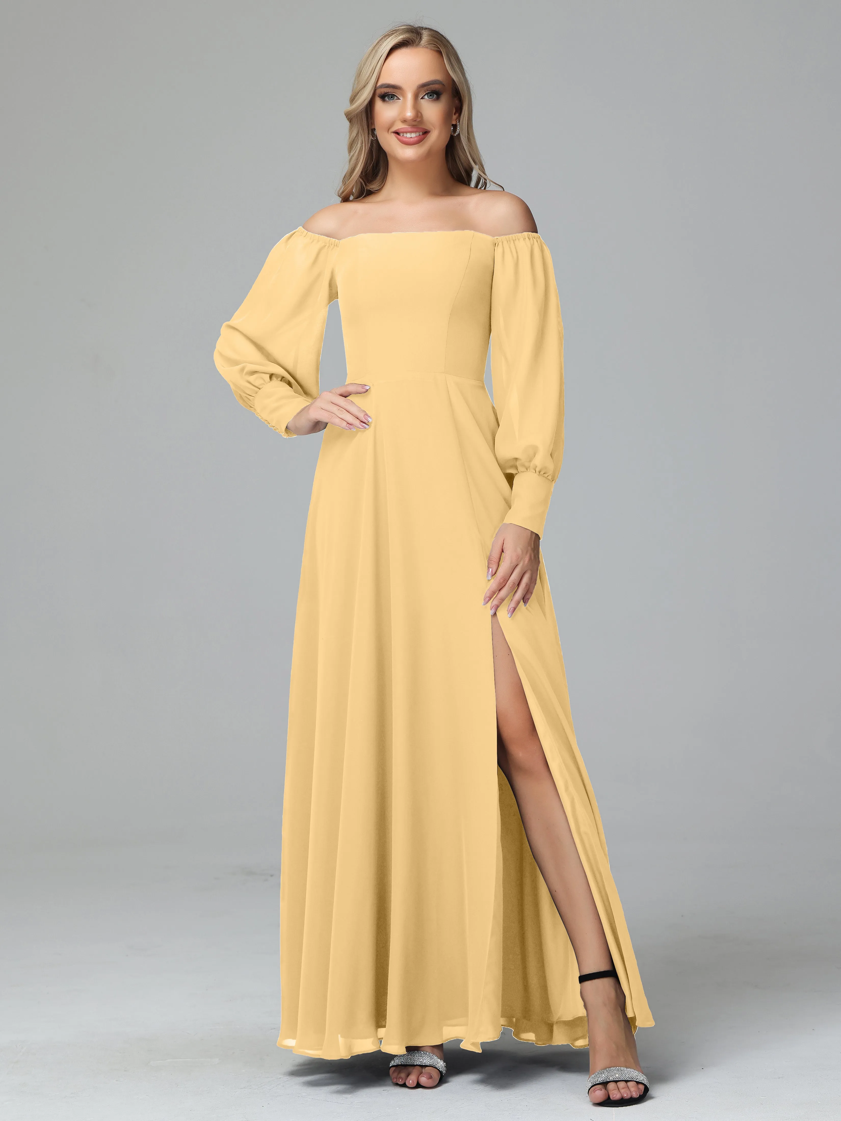 Mirabelle Long Sleeves Off Shoulder Chiffon Bridesmaid Dresses