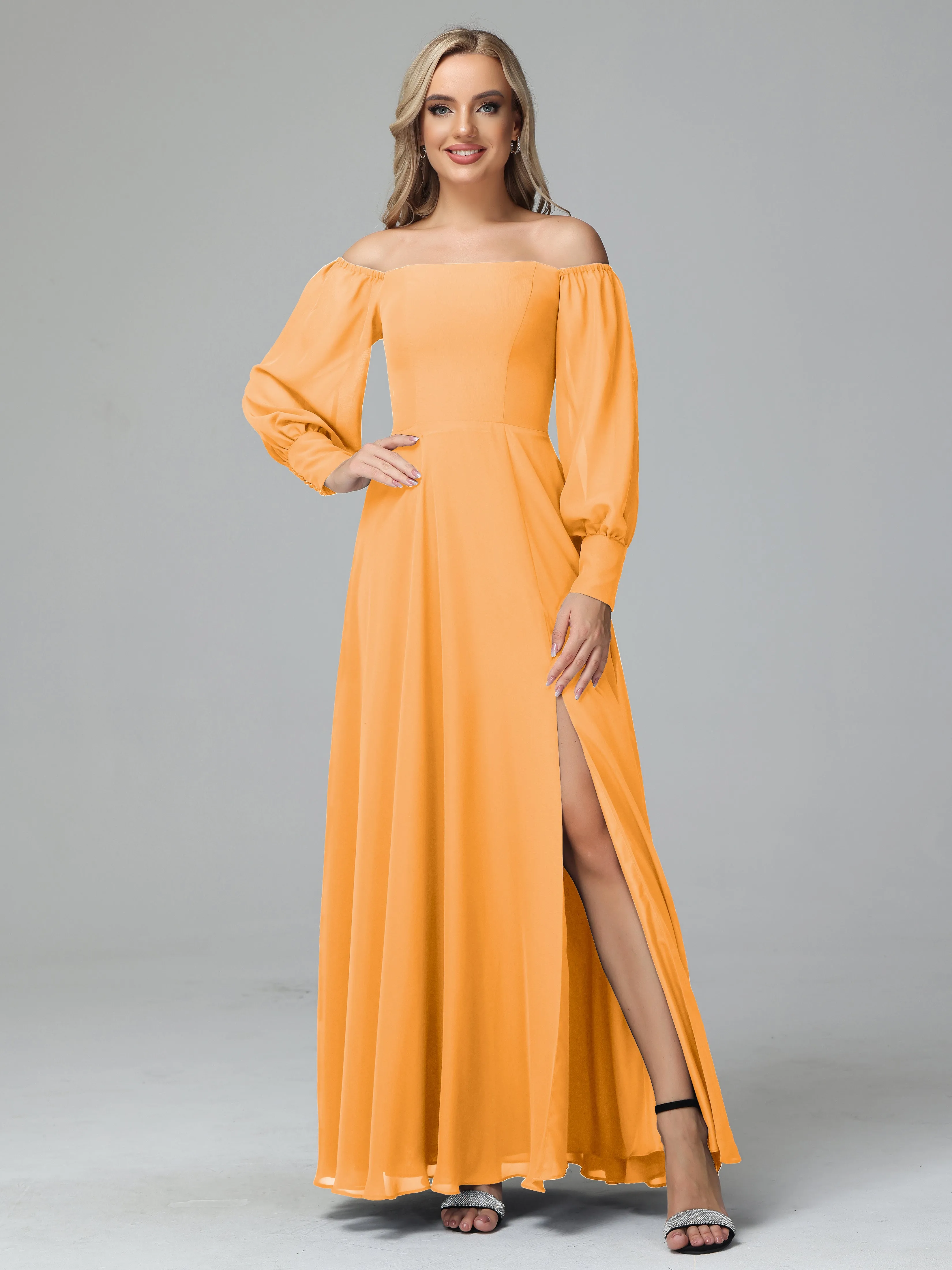 Mirabelle Long Sleeves Off Shoulder Chiffon Bridesmaid Dresses