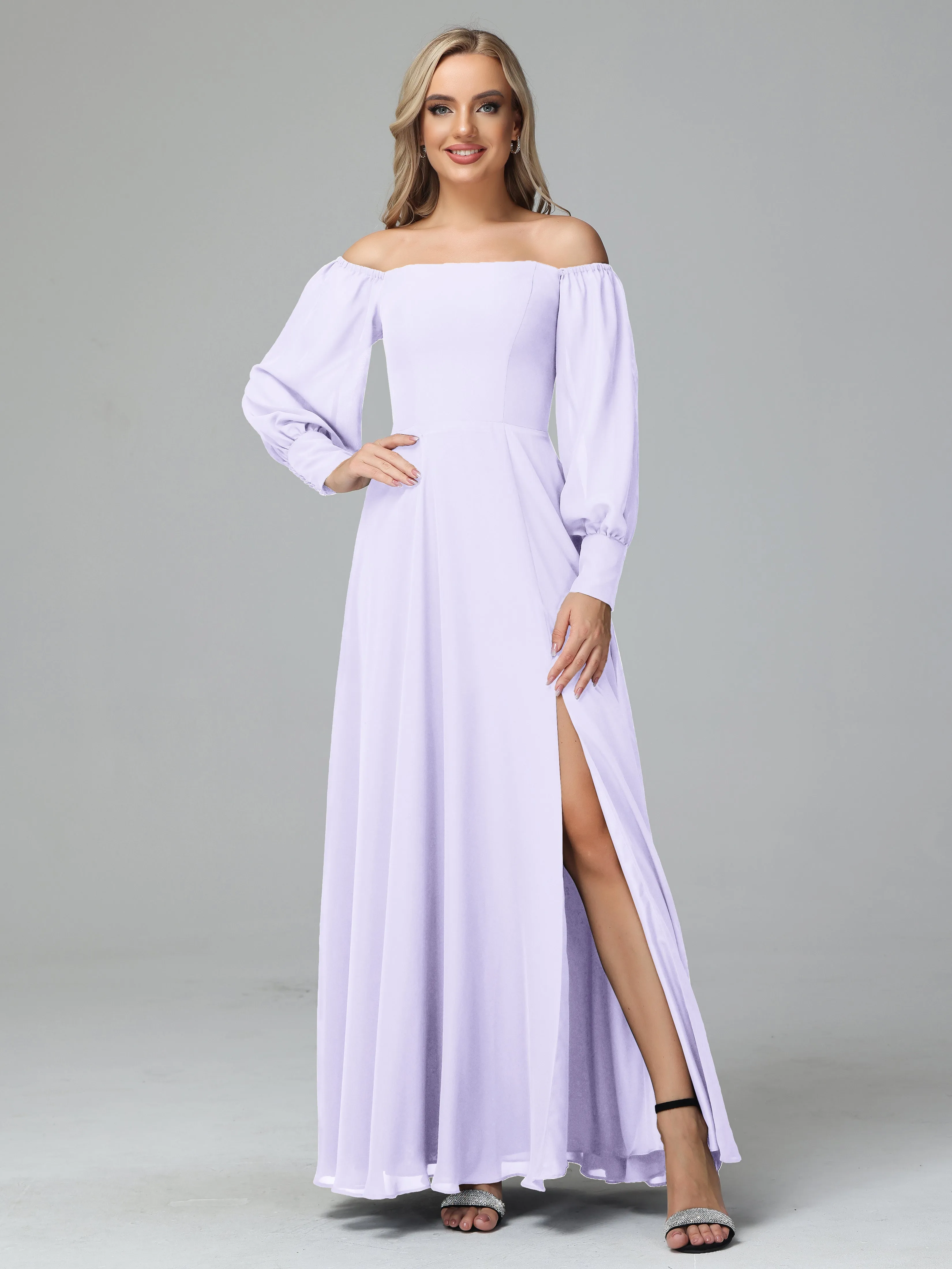 Mirabelle Long Sleeves Off Shoulder Chiffon Bridesmaid Dresses