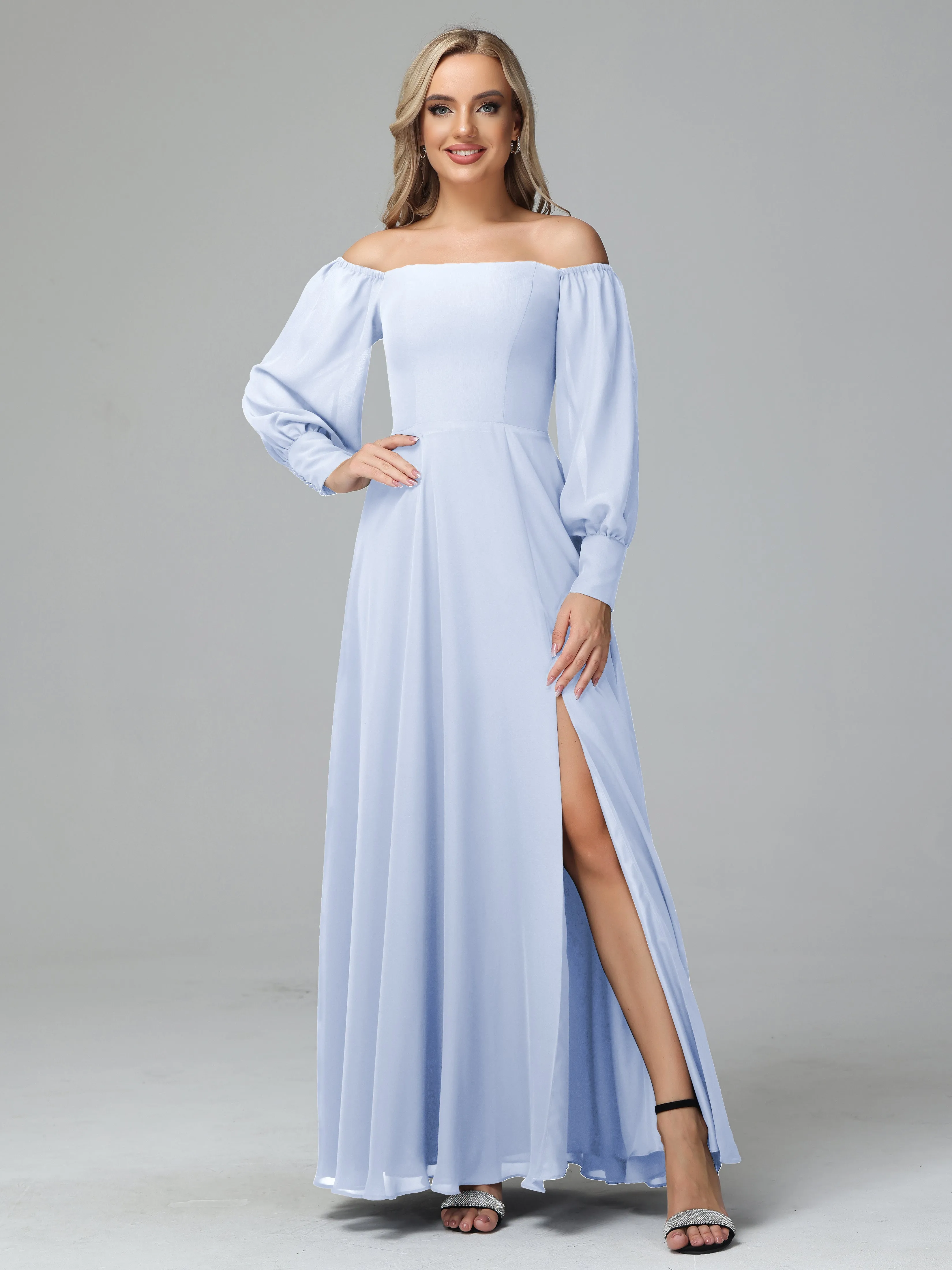 Mirabelle Long Sleeves Off Shoulder Chiffon Bridesmaid Dresses