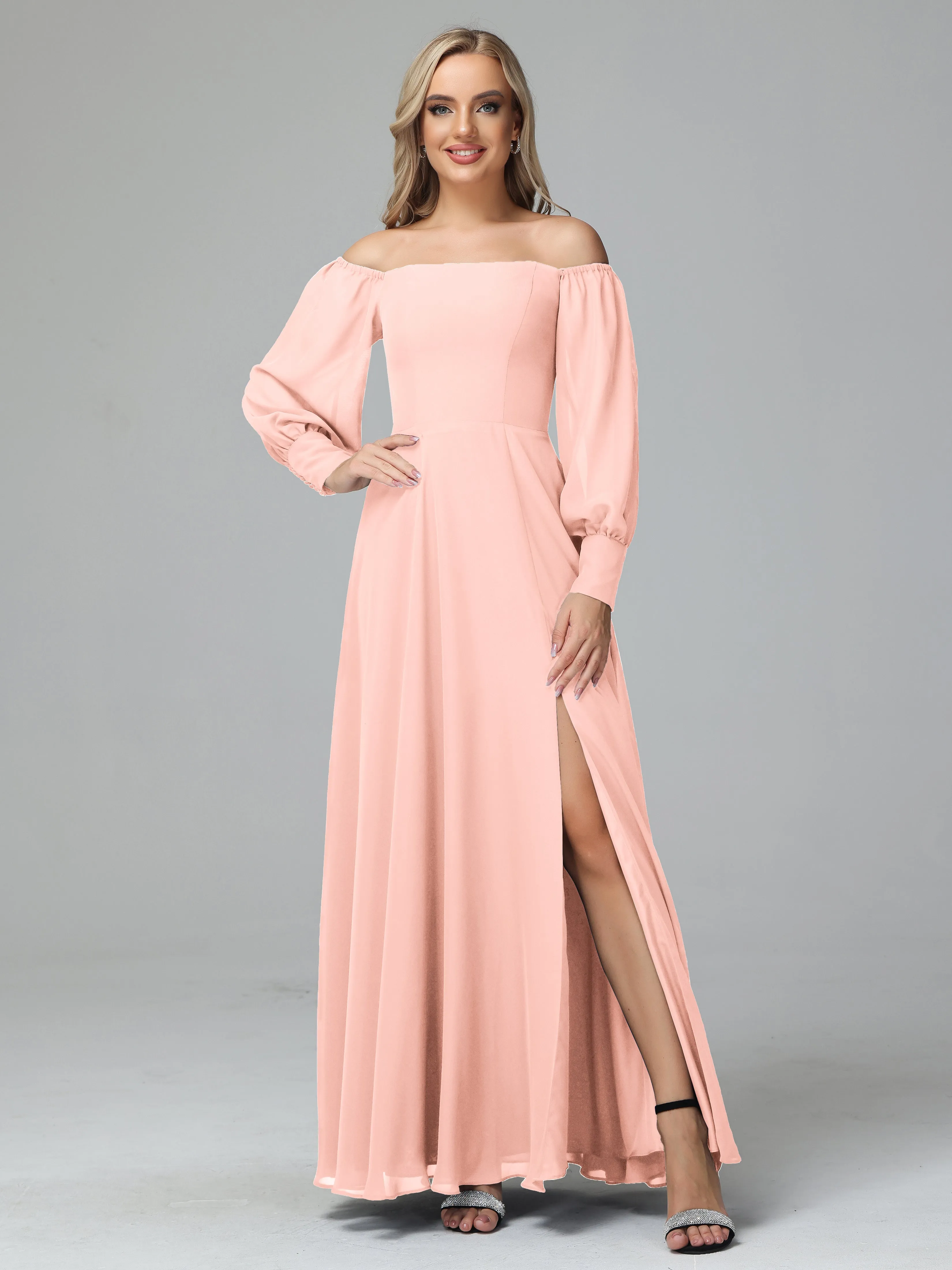 Mirabelle Long Sleeves Off Shoulder Chiffon Bridesmaid Dresses