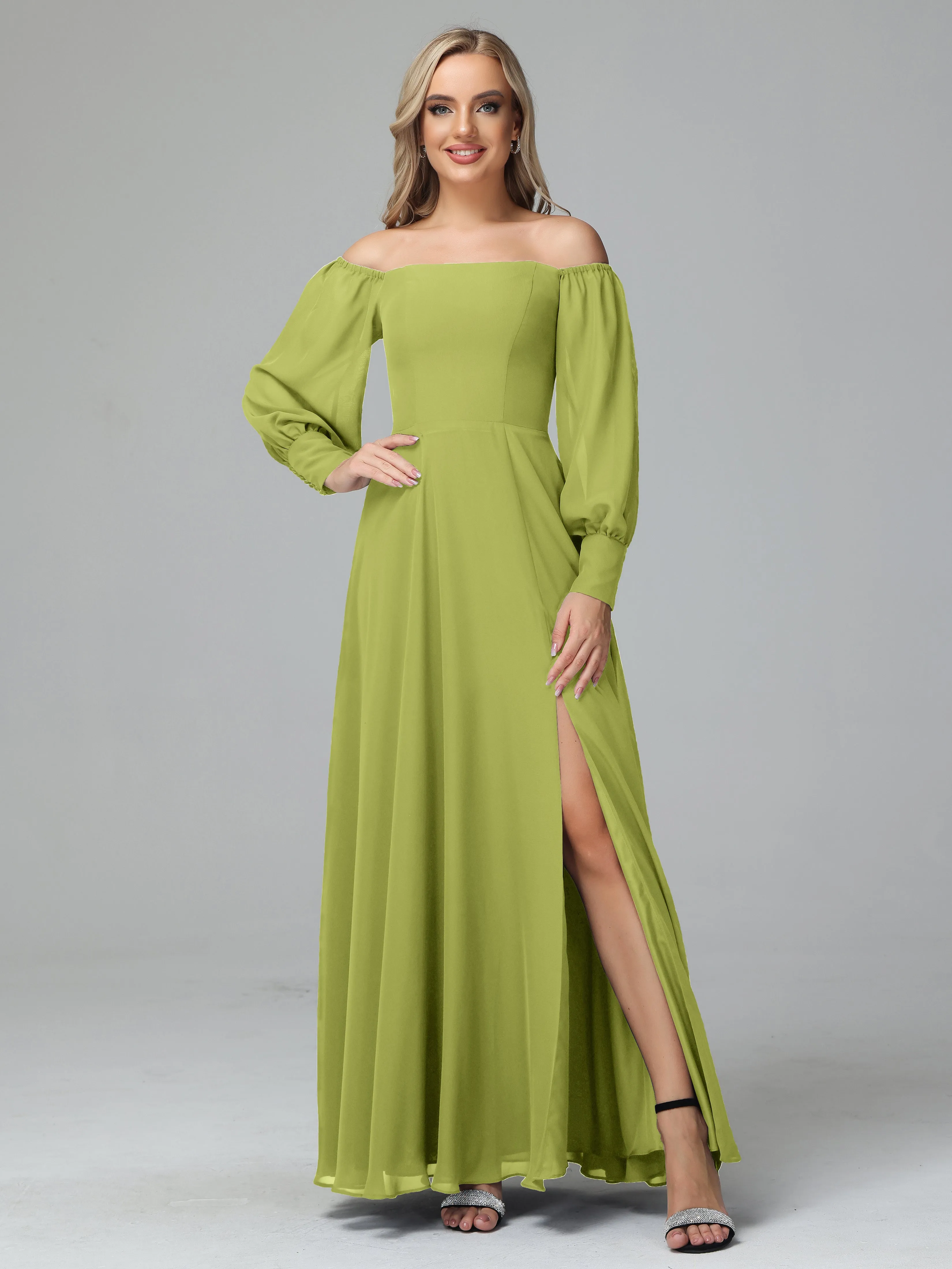 Mirabelle Long Sleeves Off Shoulder Chiffon Bridesmaid Dresses