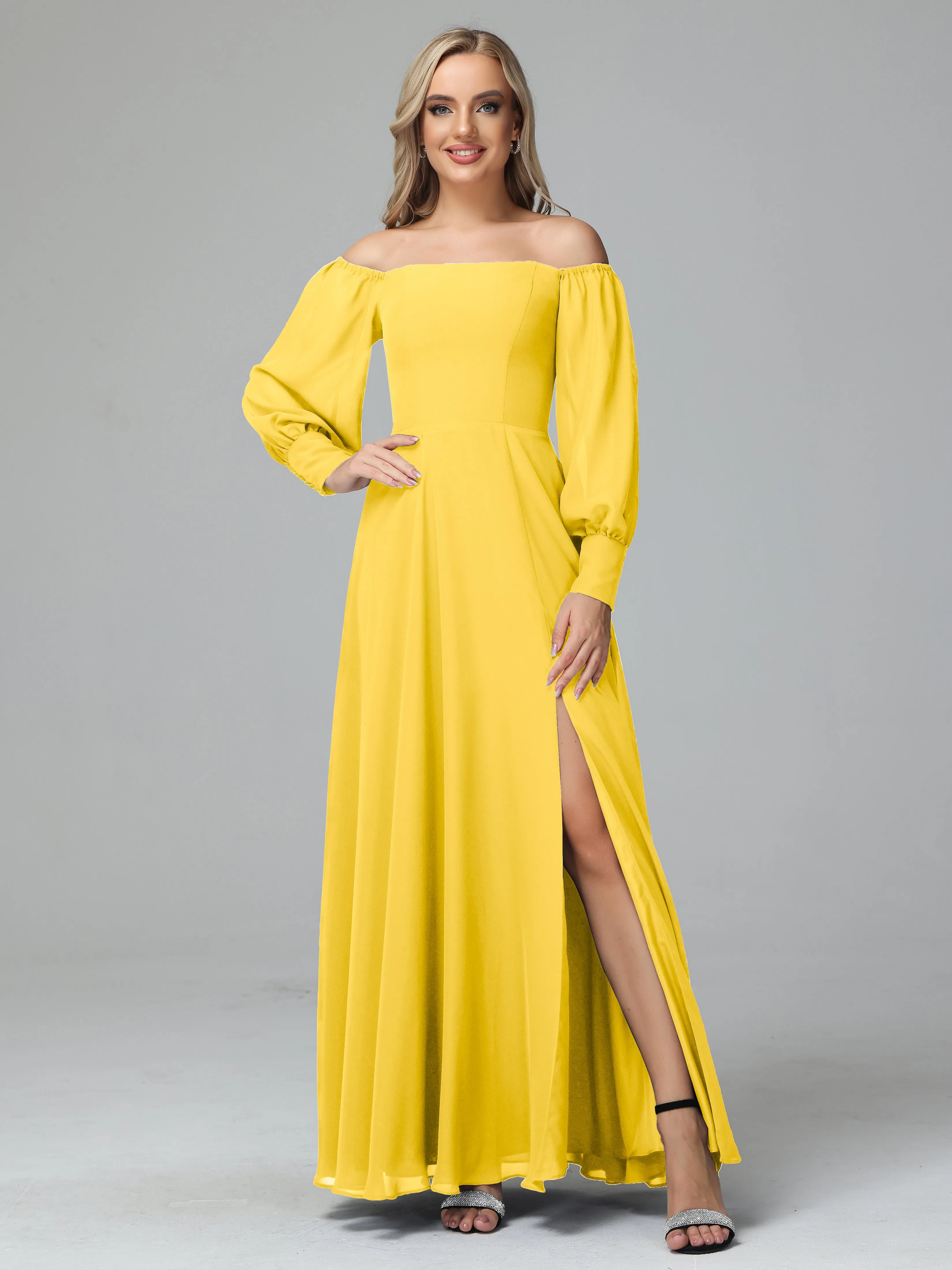 Mirabelle Long Sleeves Off Shoulder Chiffon Bridesmaid Dresses