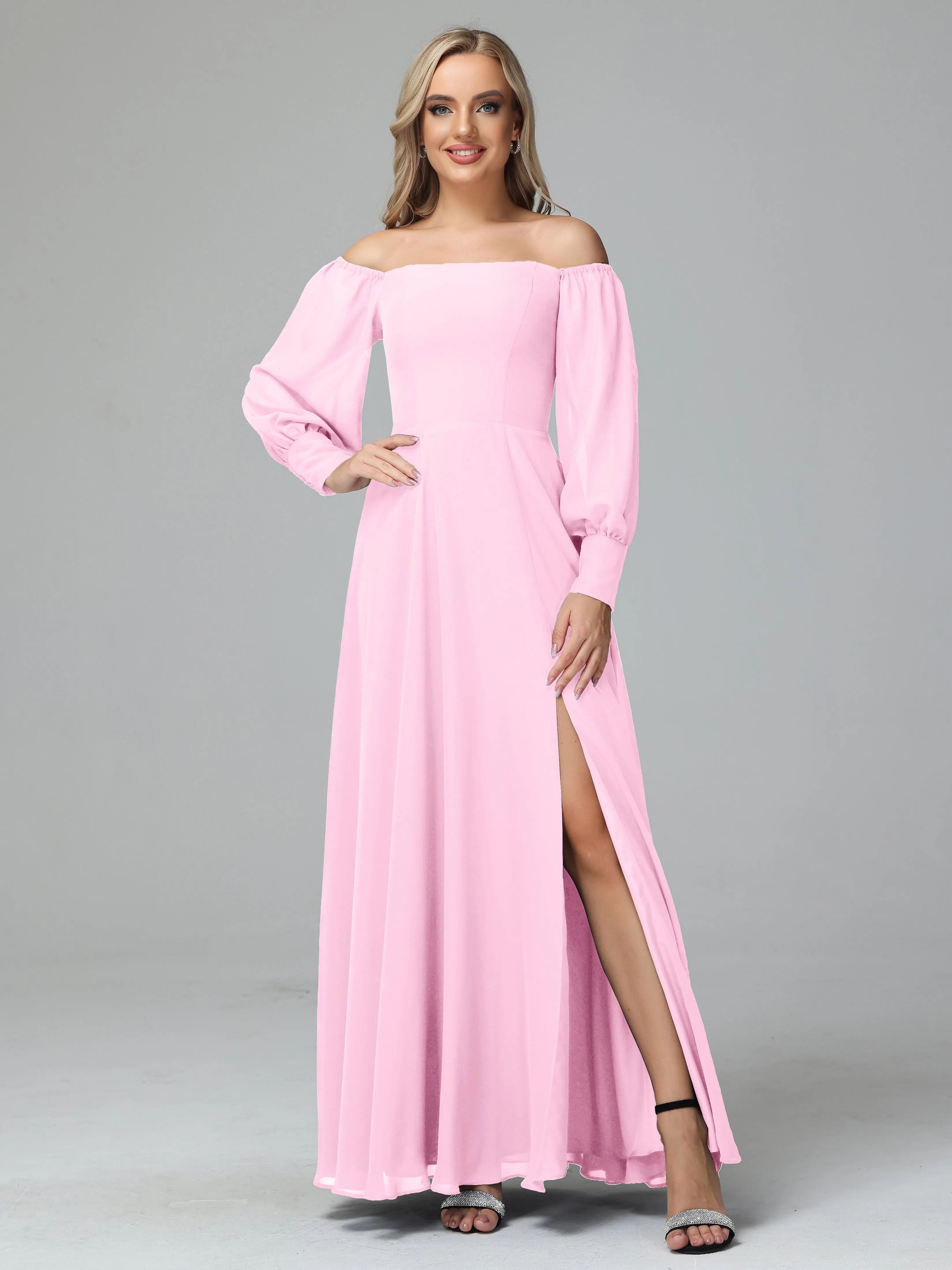 Mirabelle Long Sleeves Off Shoulder Chiffon Bridesmaid Dresses